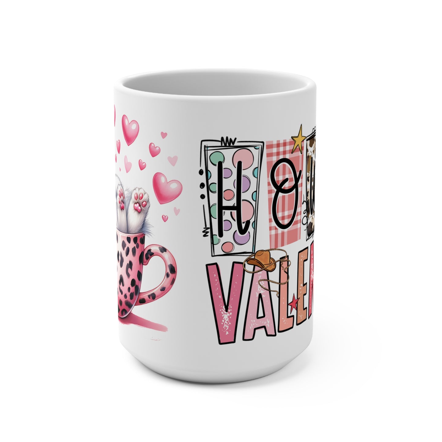 Howdy Valentine White Kitten Love Ceramic Mug 15oz