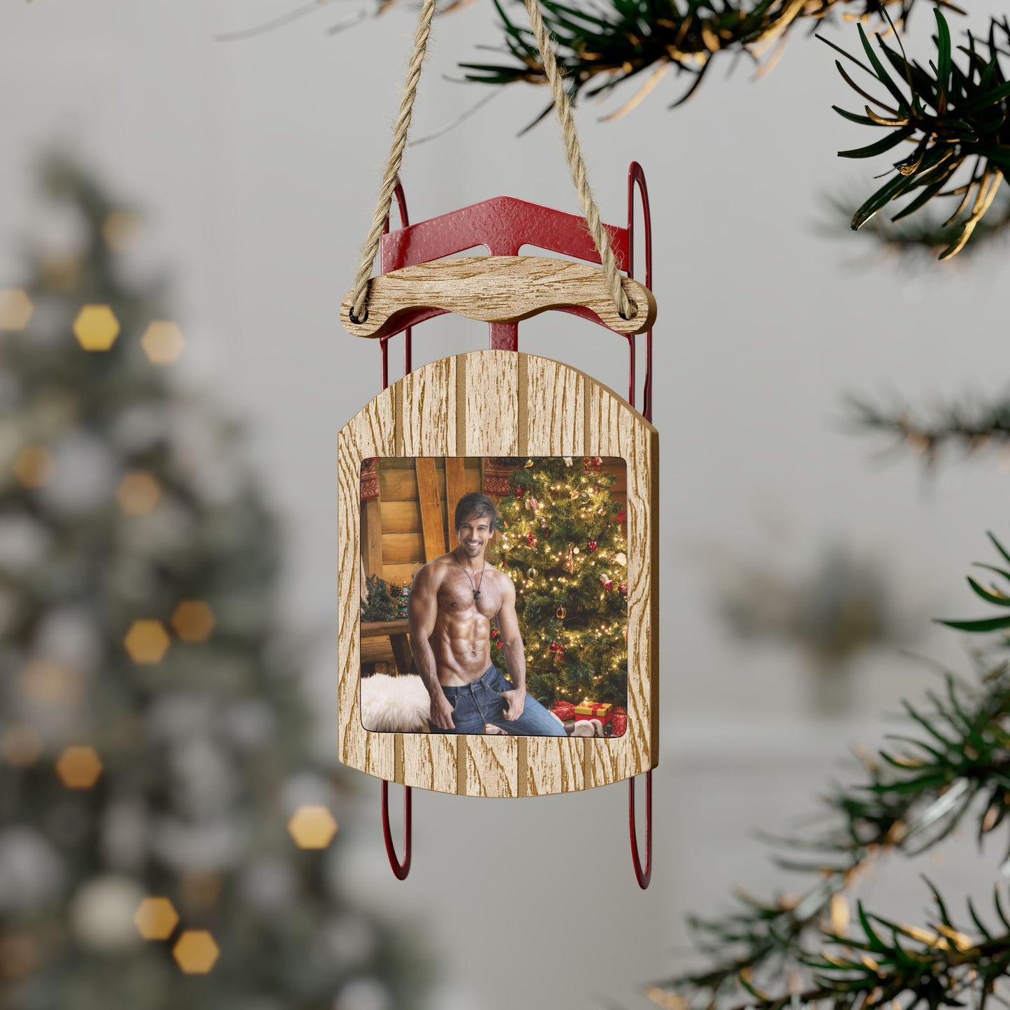 Leo from Tracked Down By The Mountain Man Rustic Sled Ornament