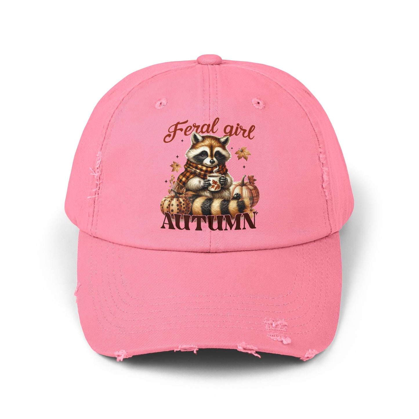 Feral Girl Autumn Racoon Distressed Cap