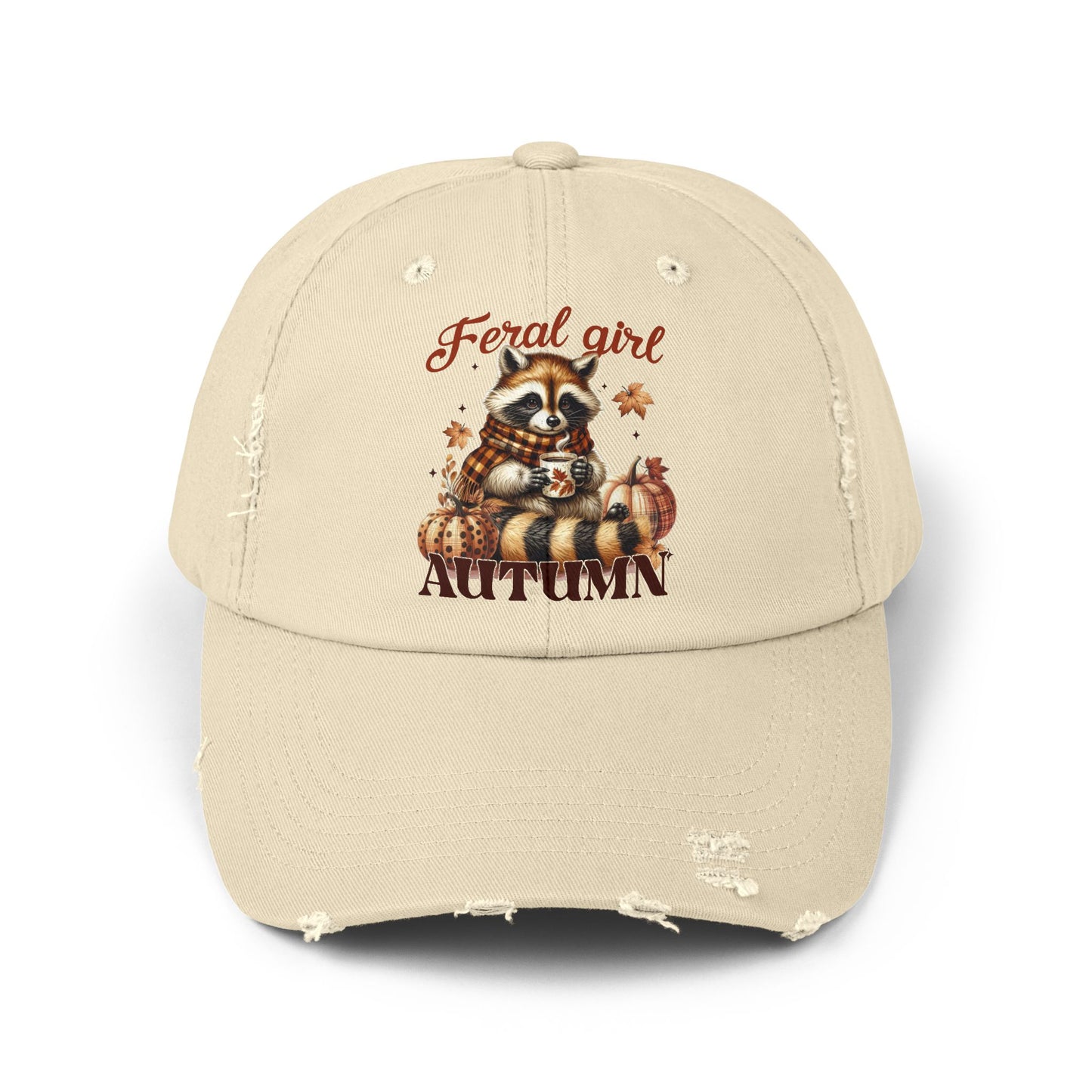 Feral Girl Autumn Racoon Distressed Cap