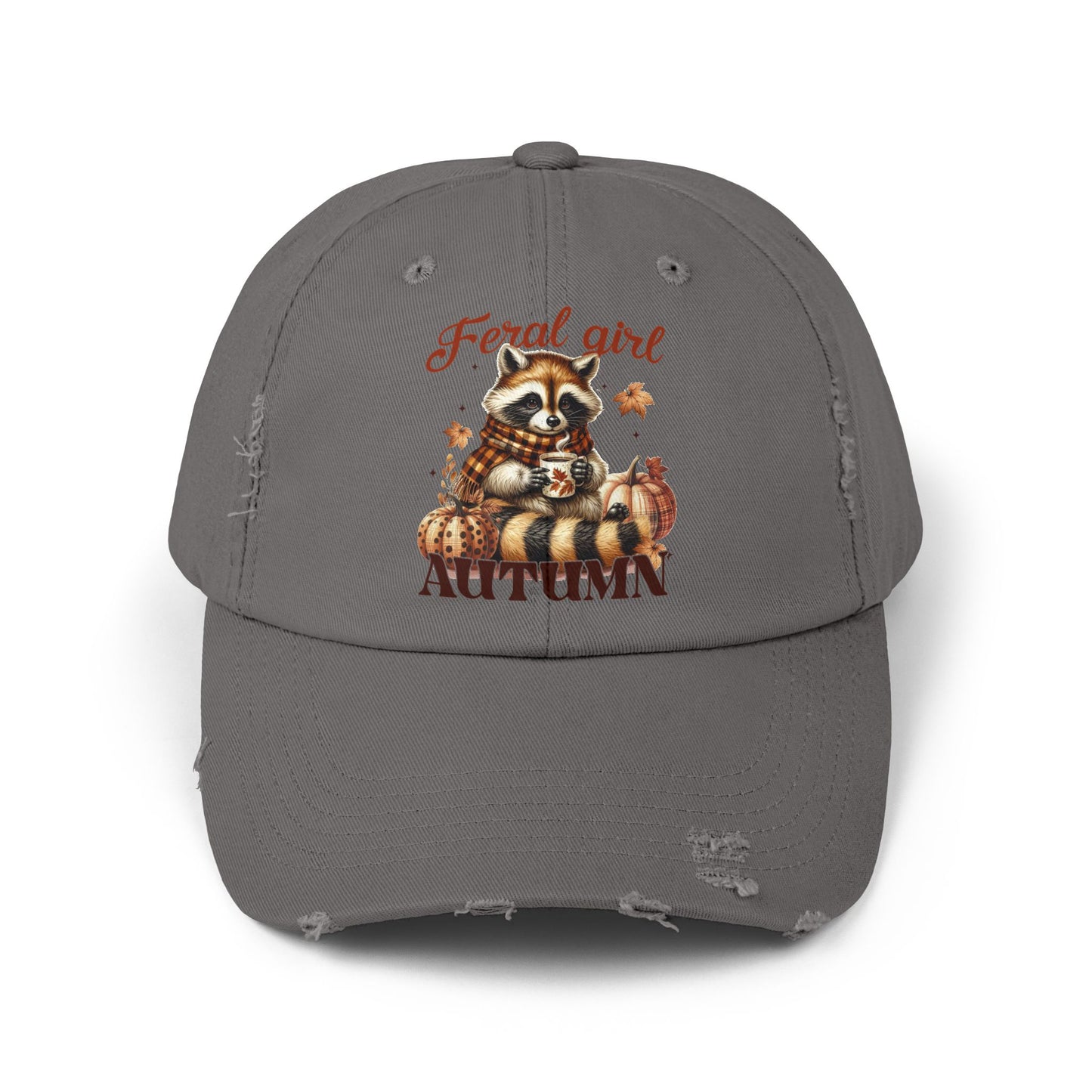 Feral Girl Autumn Racoon Distressed Cap