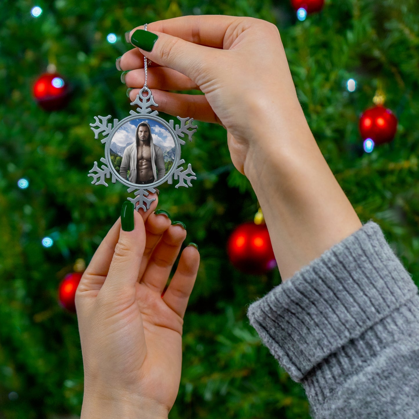 Sage Pewter Snowflake Ornament