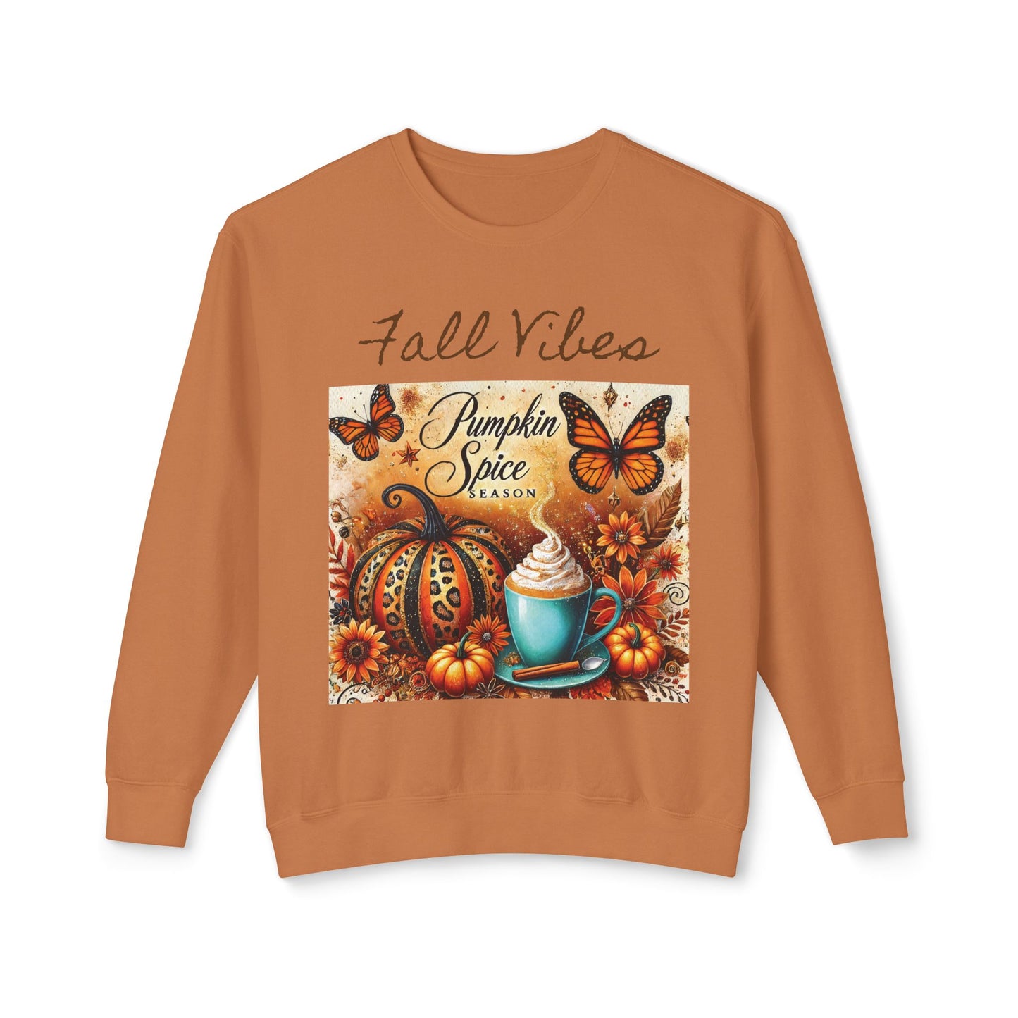 Fall Vibes Pumpkin Spice Season  Unisex Lightweight Crewneck Sweatshirt