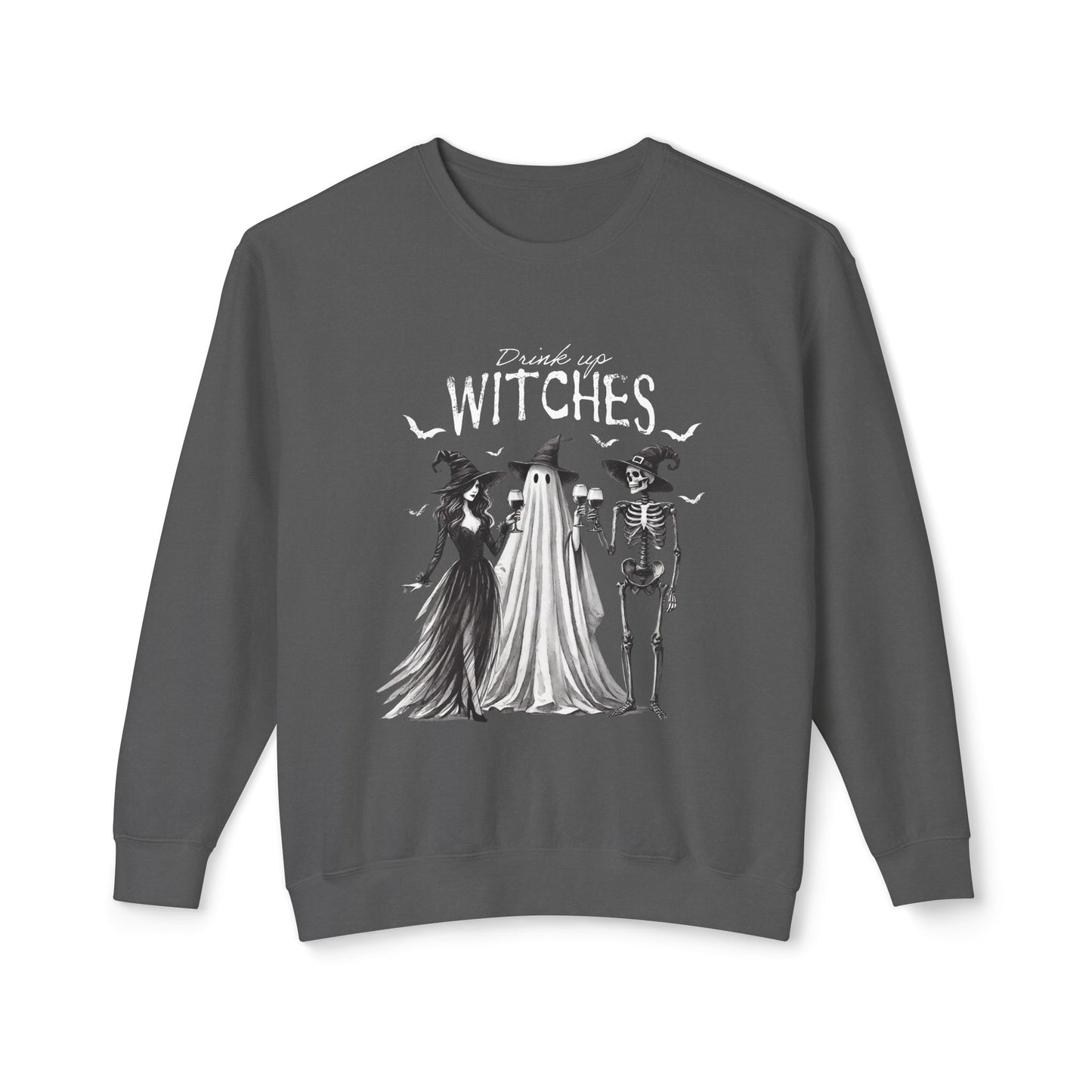 Drink Up Witches Halloween Spooky Season Lightweight Crewneck Sweatshirt