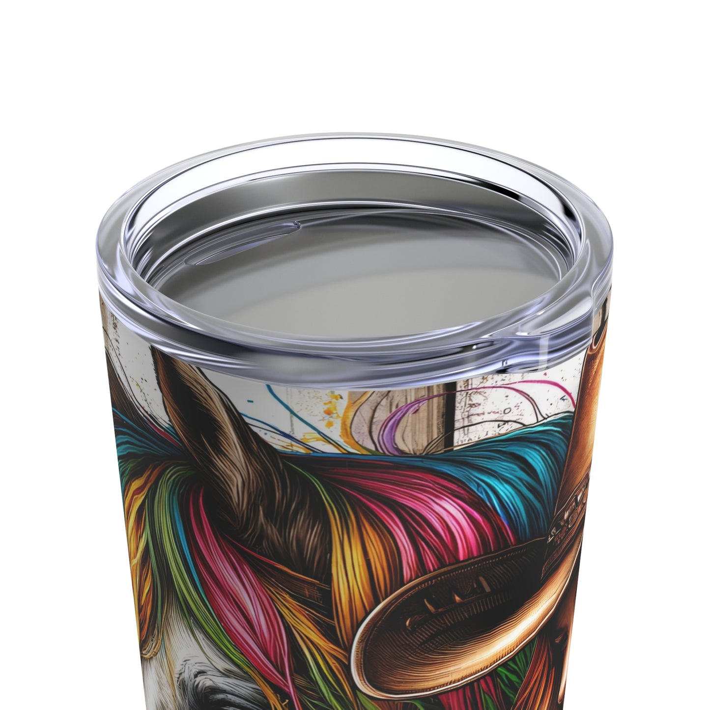 Rainbow Sunflower Cowgirl & Horse Tumbler 20oz