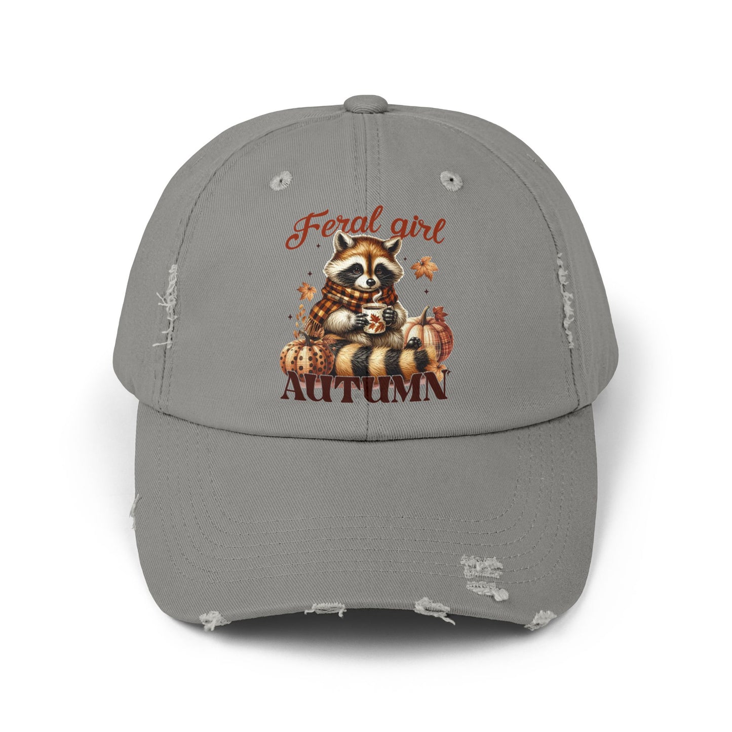 Feral Girl Autumn Racoon Distressed Cap