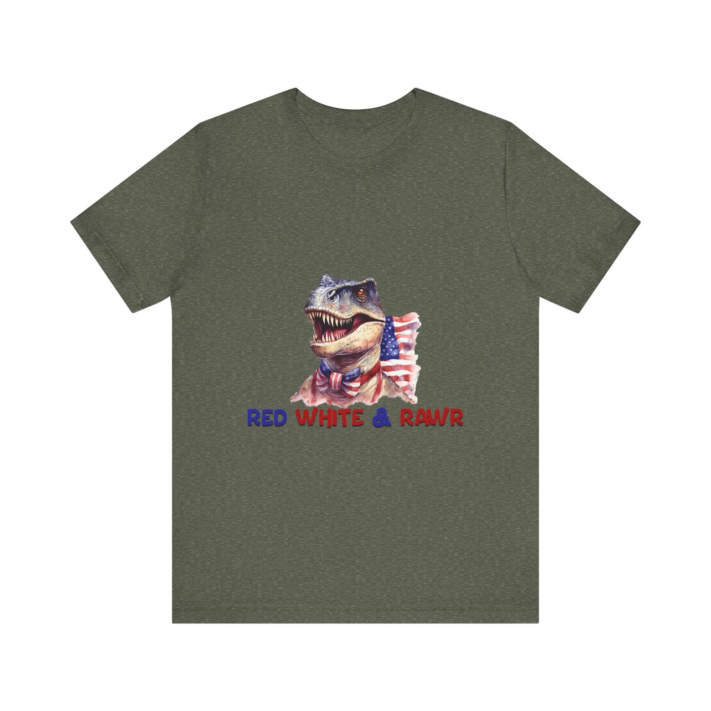 Dinosaur Red White and Rawr Streetwear Unisex Short Sleeve Tee