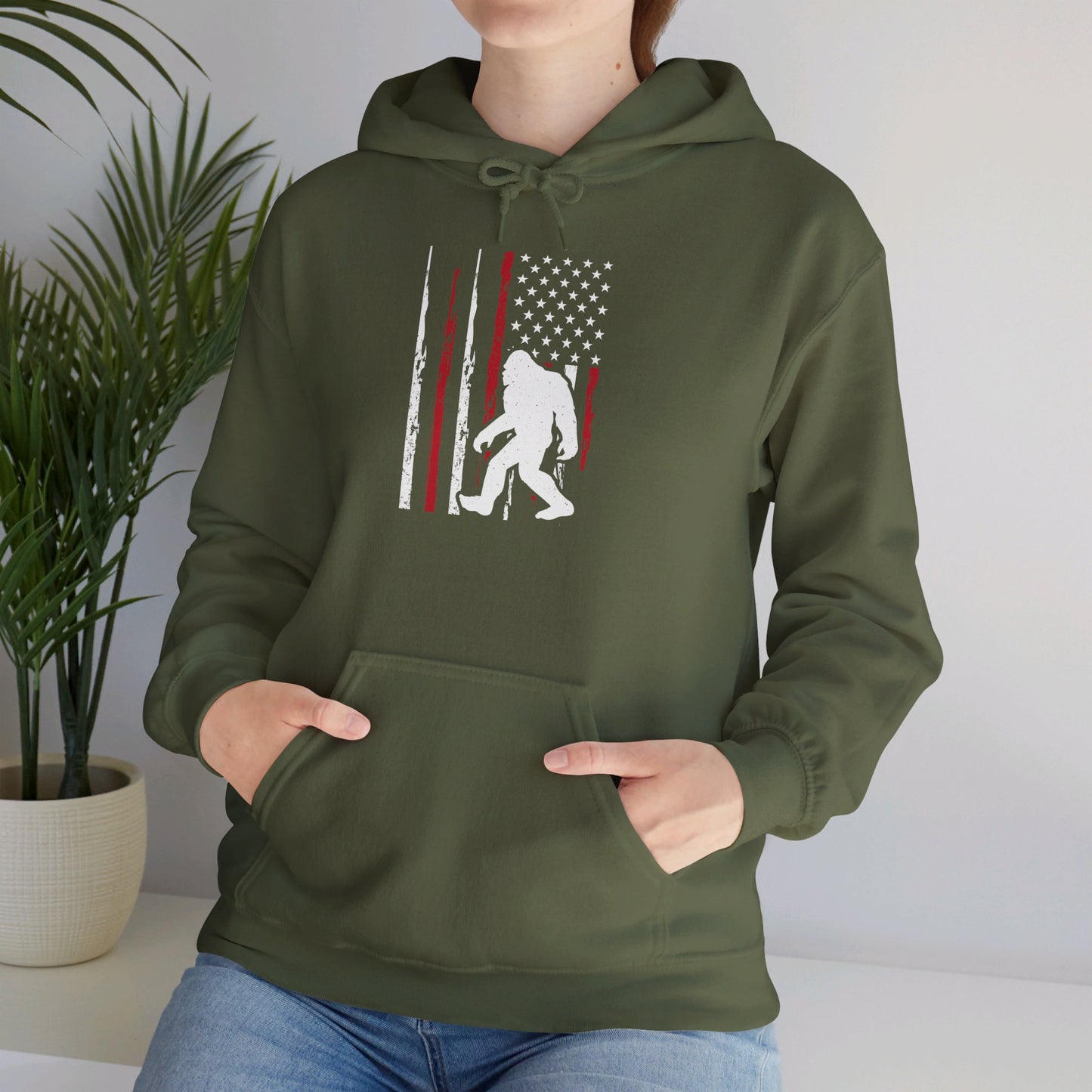 Bigfoot American Flag with Mateo Hooded Sweatshirt