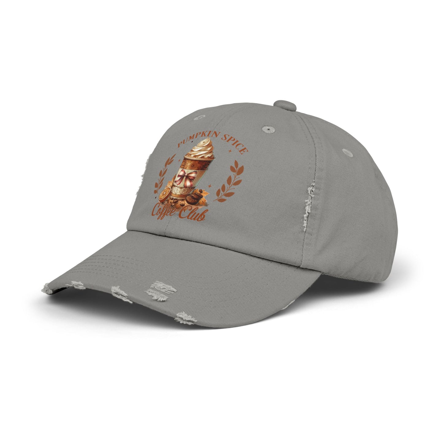 Pumpkin Spice Autumn Fall Unisex Distressed Cap