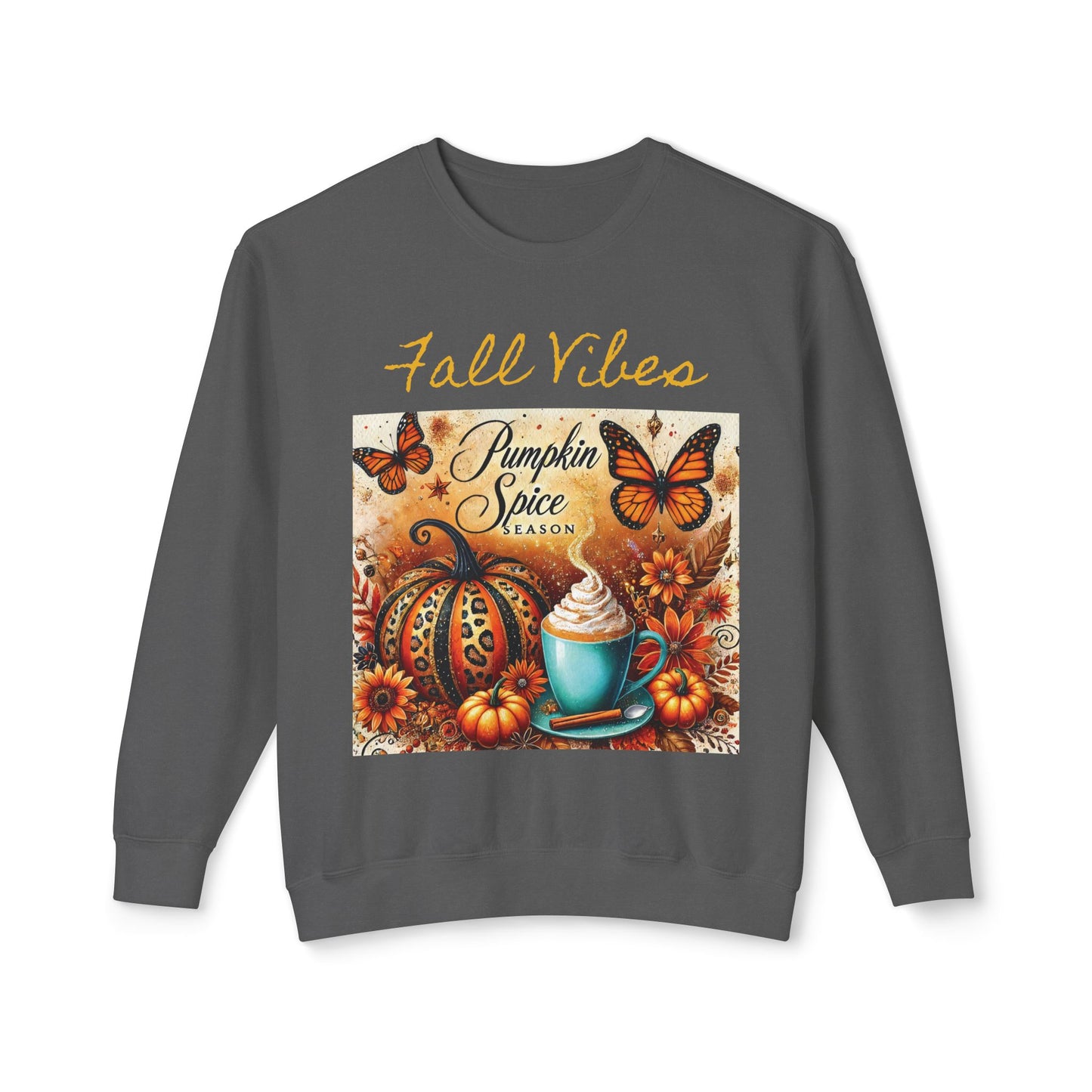 Fall Vibes Pumpkin Spice Season  Unisex Lightweight Crewneck Sweatshirt