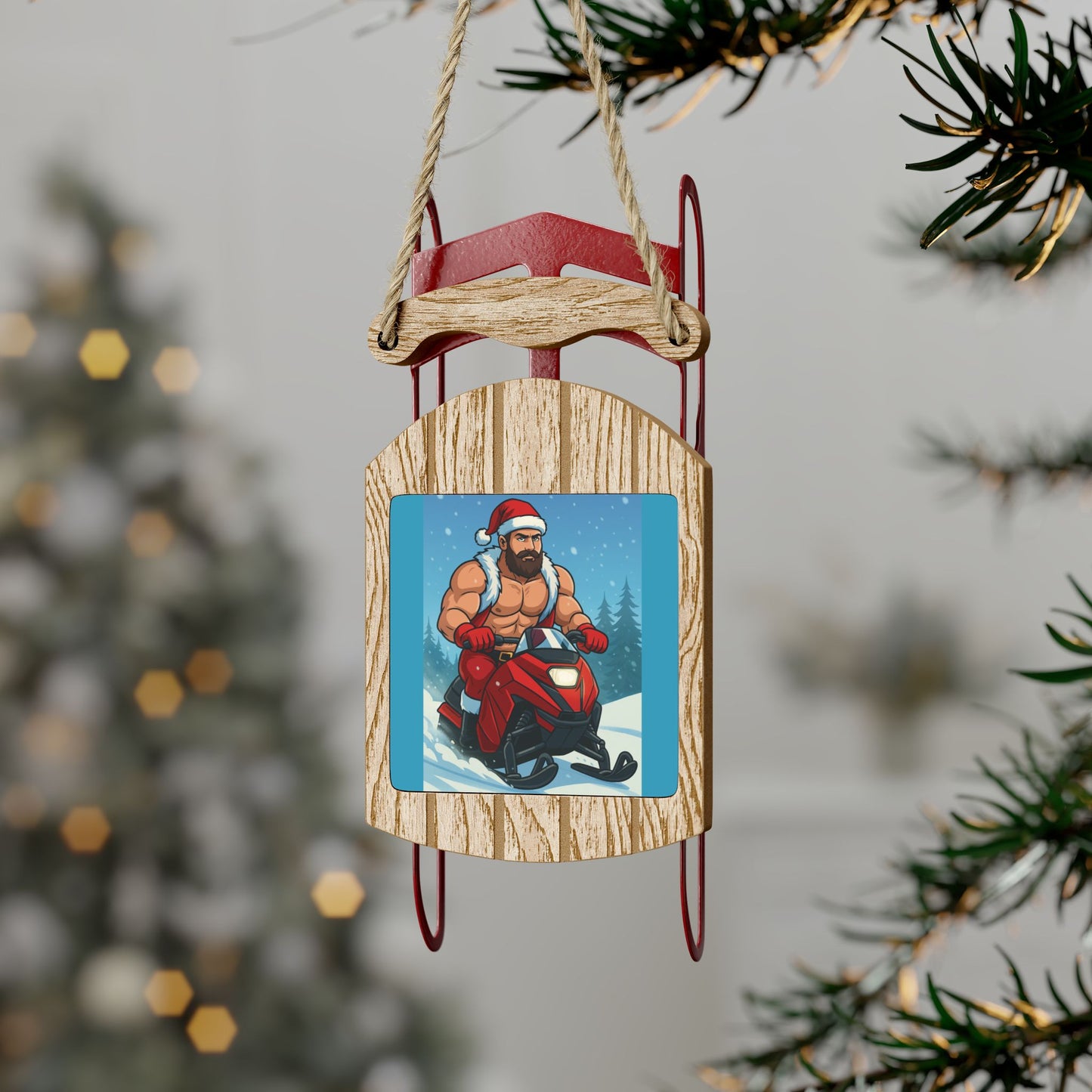 Beckett Timberwolf Rustic Sled Ornament from Naughty With The Mountain Man