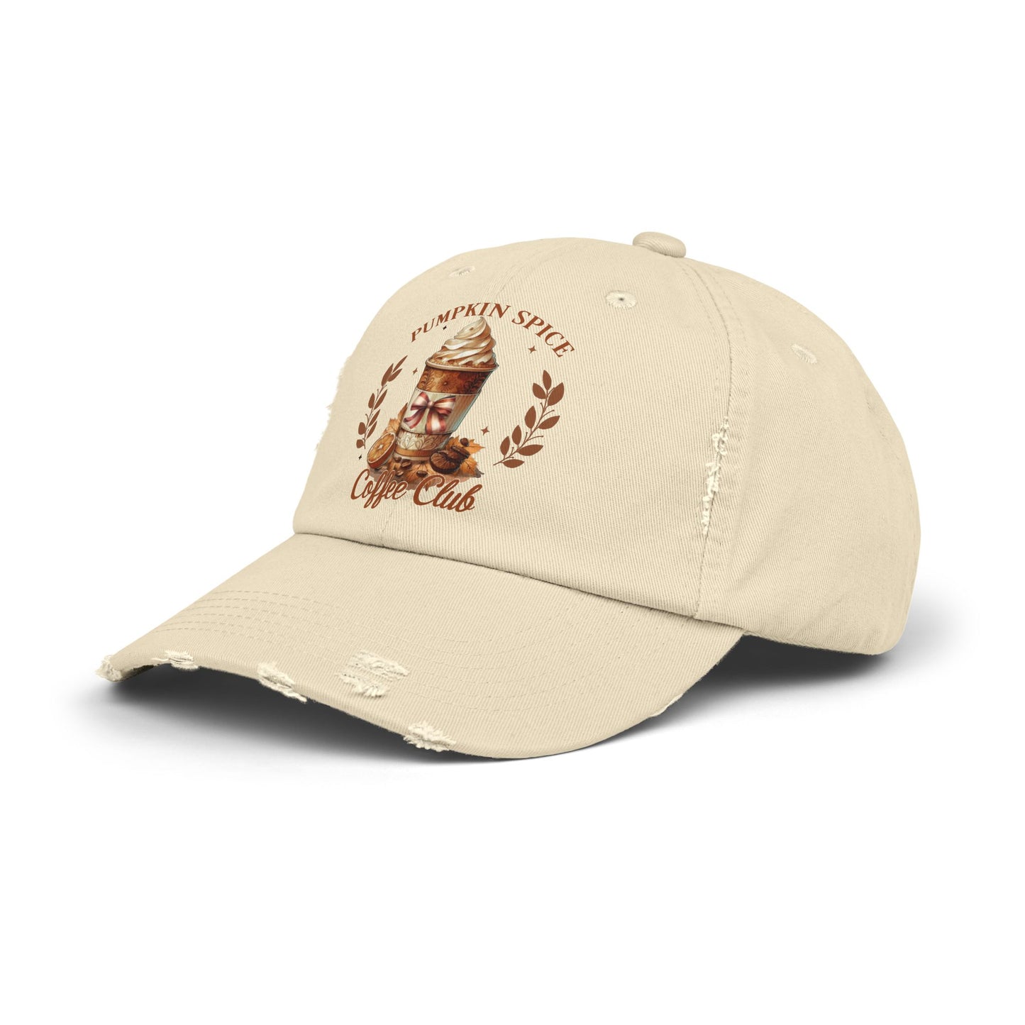 Pumpkin Spice Autumn Fall Unisex Distressed Cap