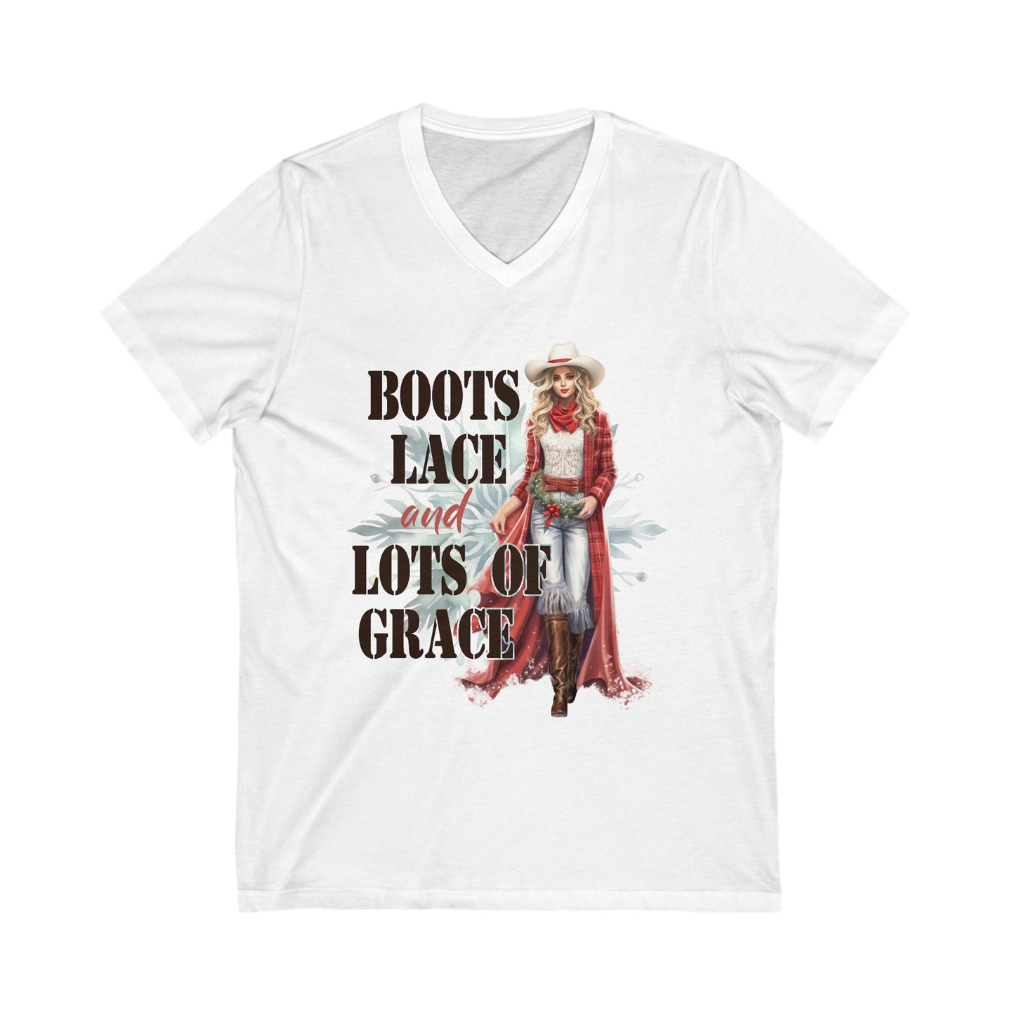 Graceful Cowgirl Jersey Short Sleeve V-Neck Tee Printed on Both Sides