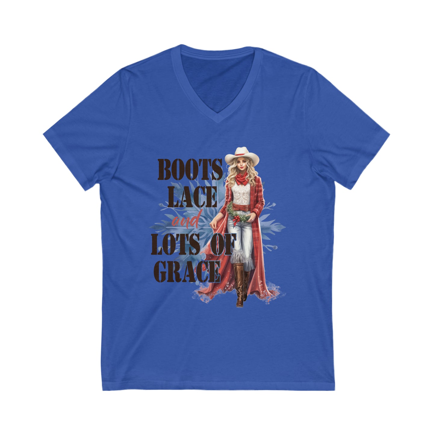 Graceful Cowgirl Jersey Short Sleeve V-Neck Tee Printed on Both Sides