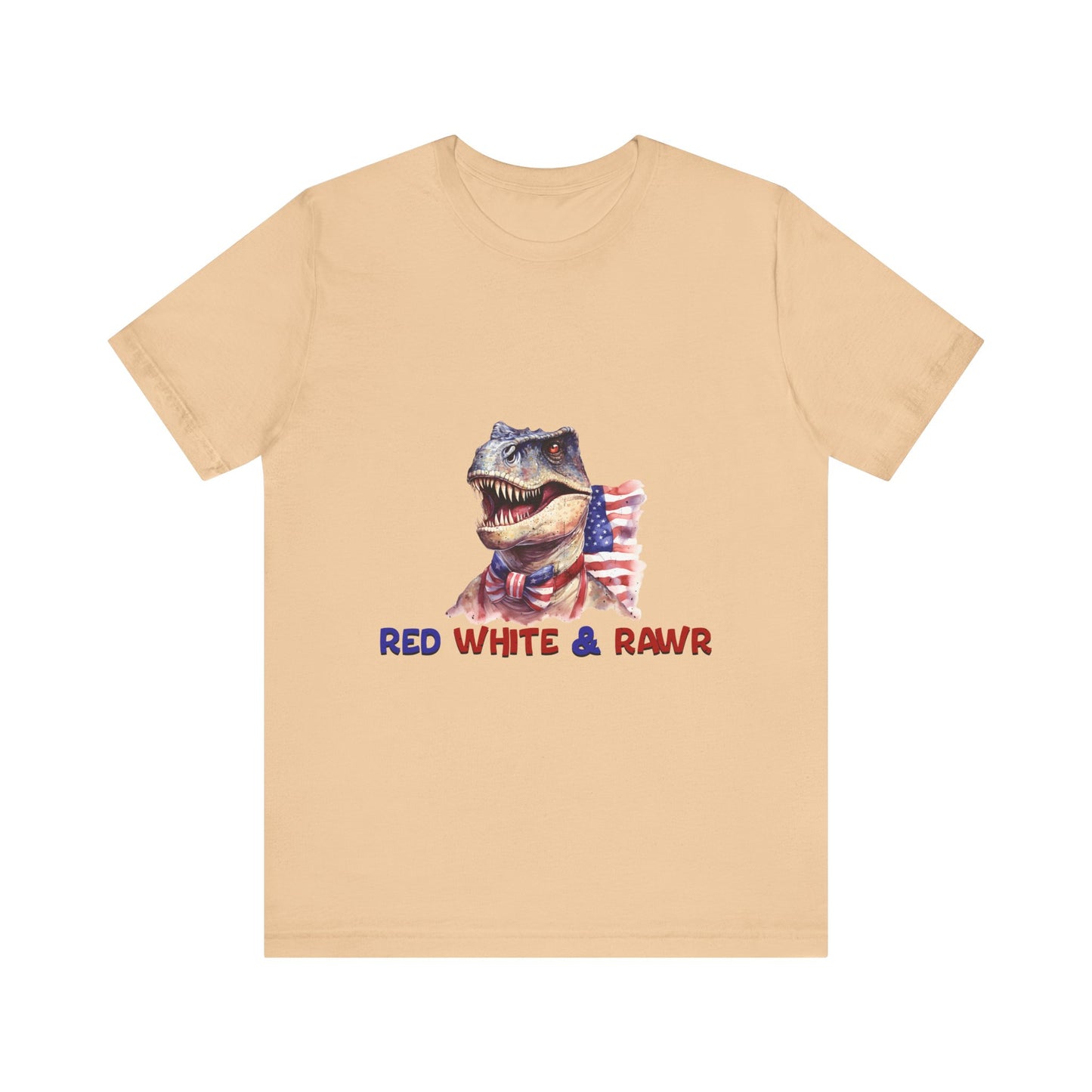 Dinosaur Red White and Rawr Streetwear Unisex Short Sleeve Tee