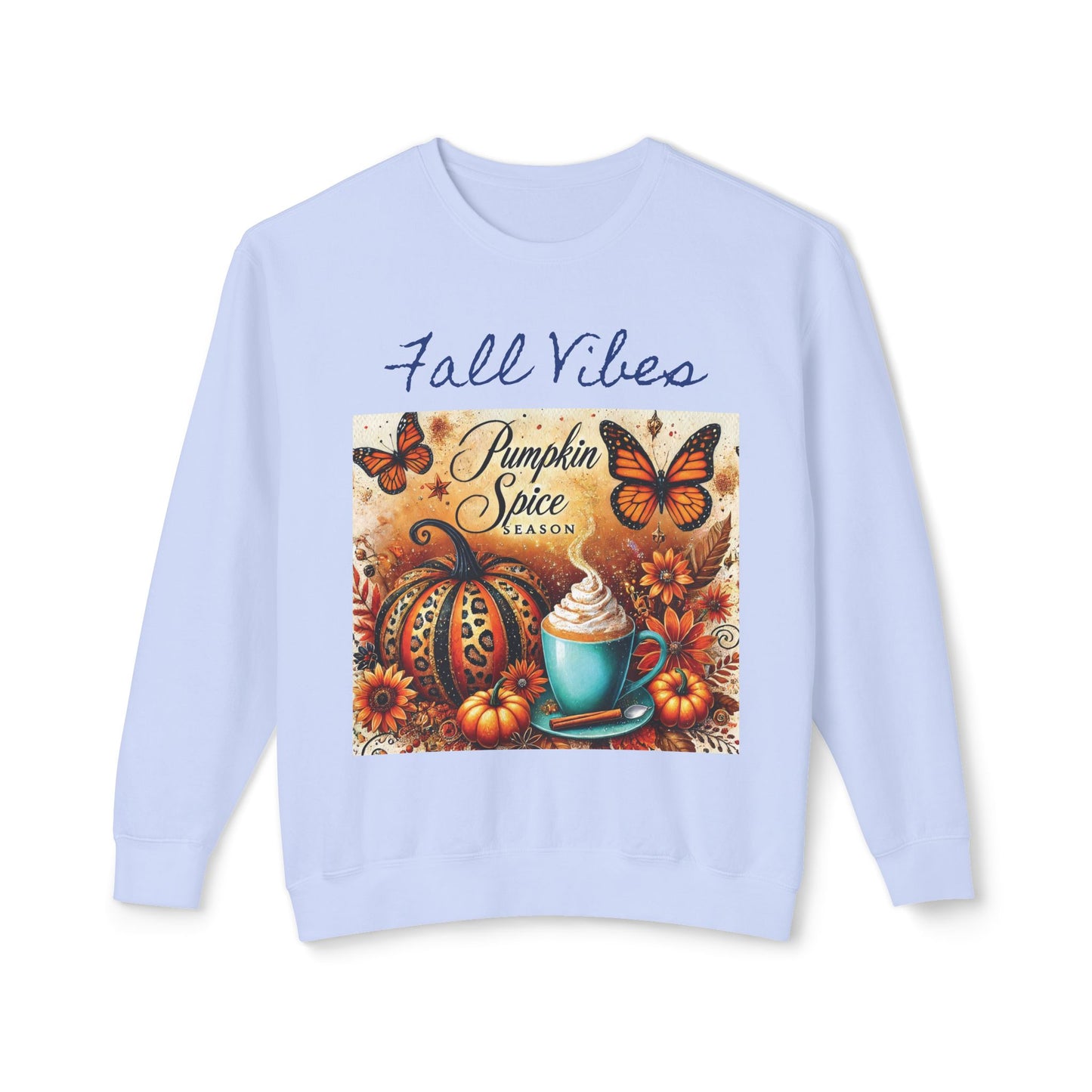 Fall Vibes Pumpkin Spice Season  Unisex Lightweight Crewneck Sweatshirt