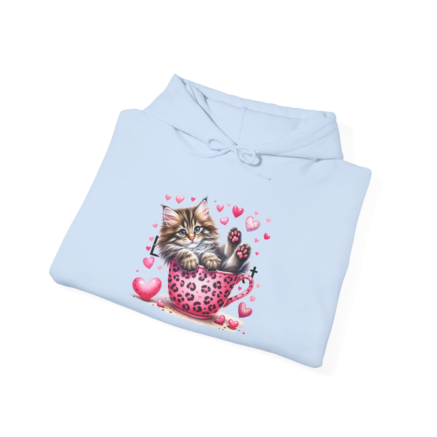 Howdy Valentine Gray Kitten Love Hooded Sweatshirt