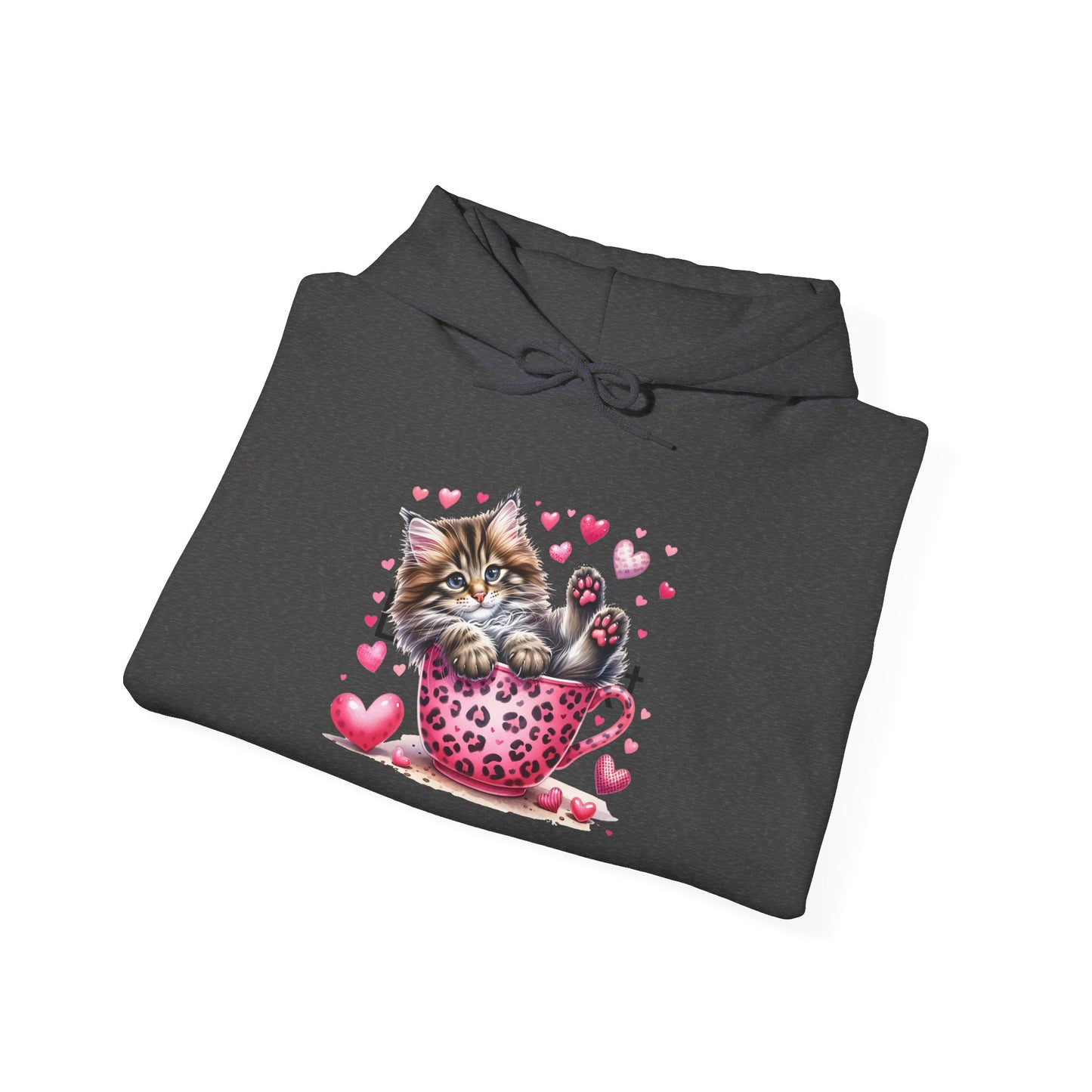 Howdy Valentine Gray Kitten Love Hooded Sweatshirt