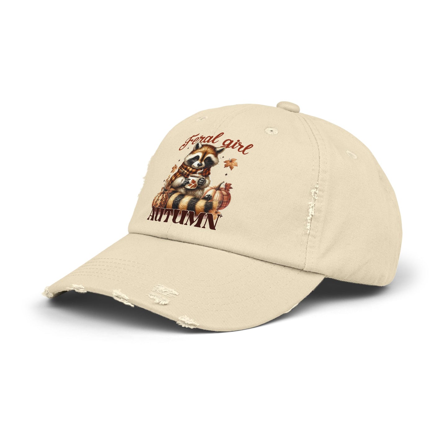 Feral Girl Autumn Racoon Distressed Cap