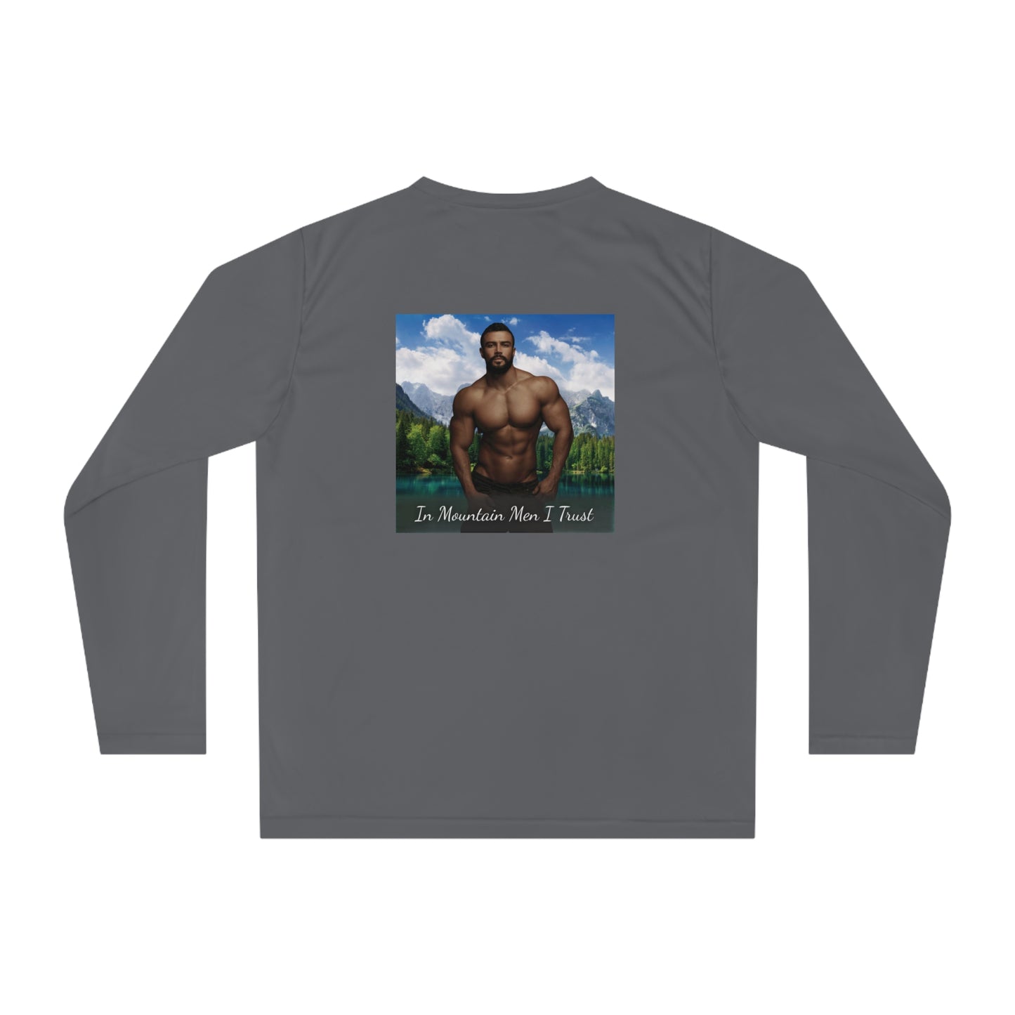 Believe Bigfoot Sasquatch with Mateo Two Sided Performance Long Sleeve Shirt