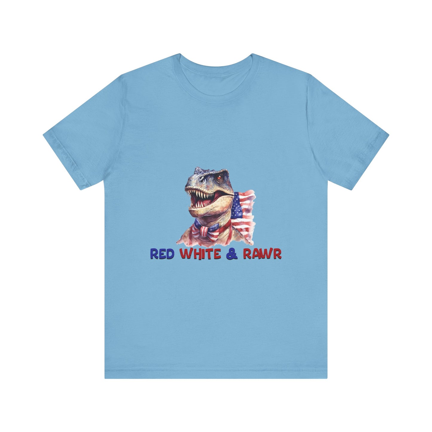 Dinosaur Red White and Rawr Streetwear Unisex Short Sleeve Tee