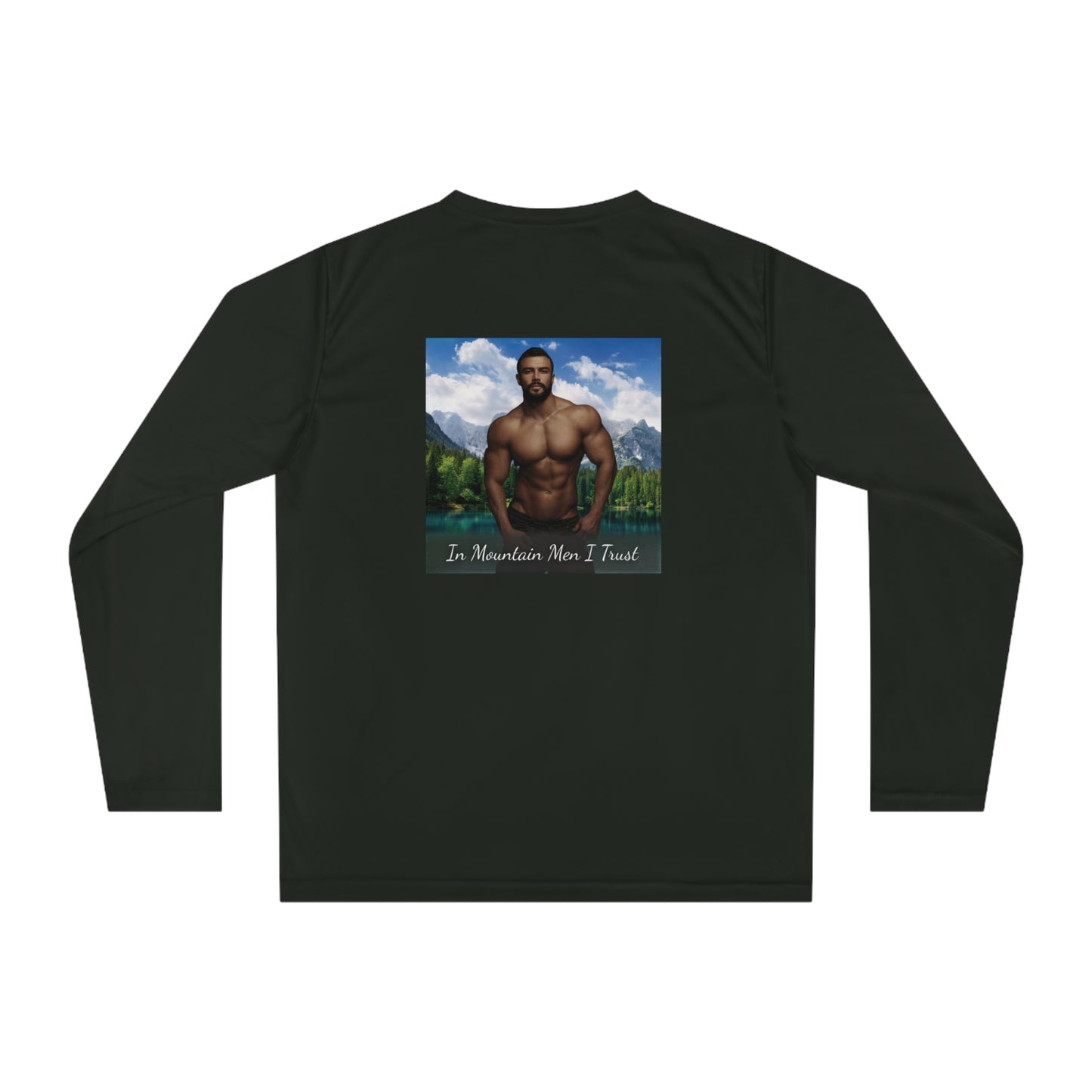 Believe Bigfoot Sasquatch with Mateo Two Sided Performance Long Sleeve Shirt