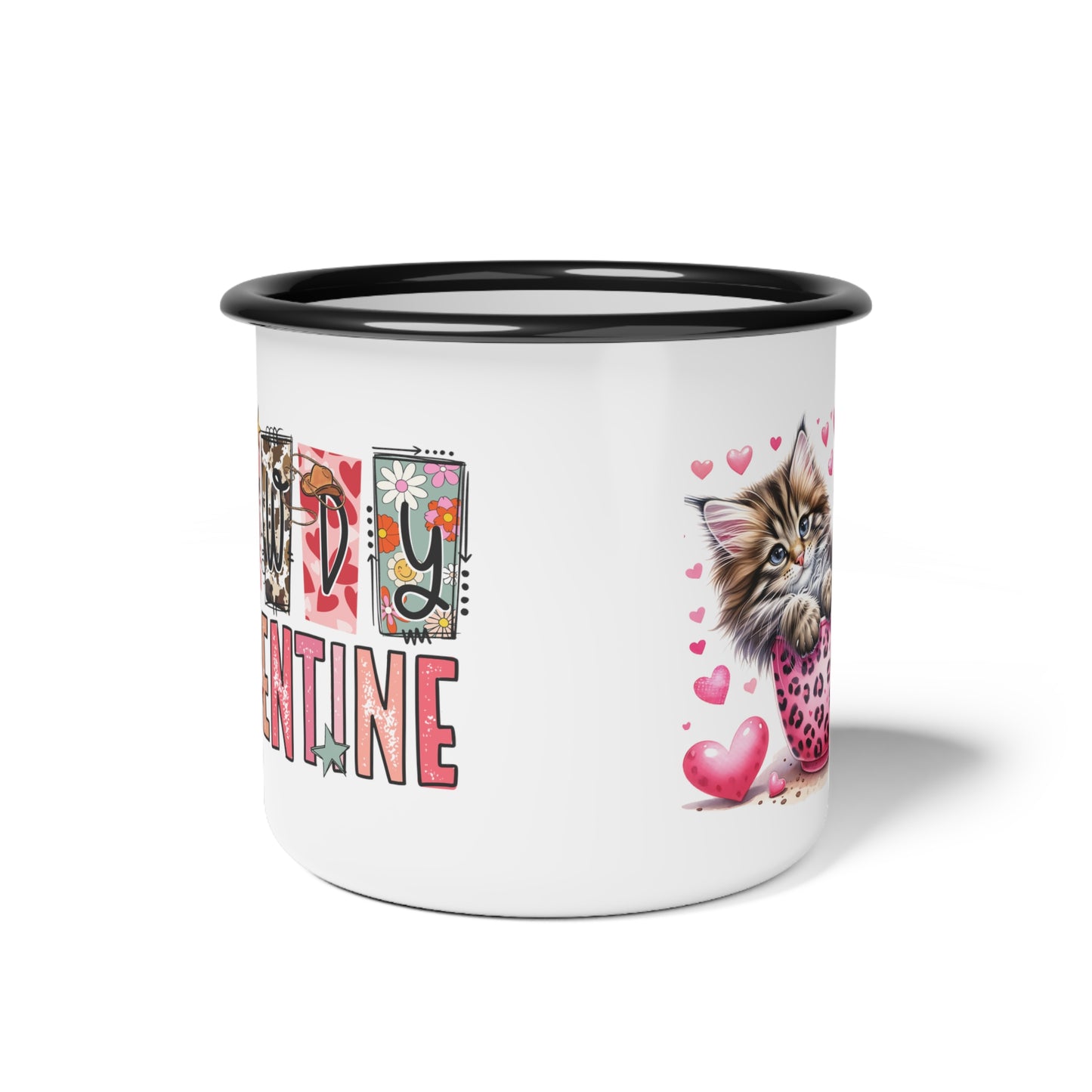 Howdy Valentine Kitten Love Enamel Camp Cup