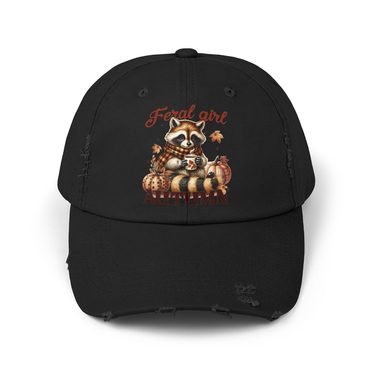 Feral Girl Autumn Racoon Distressed Cap