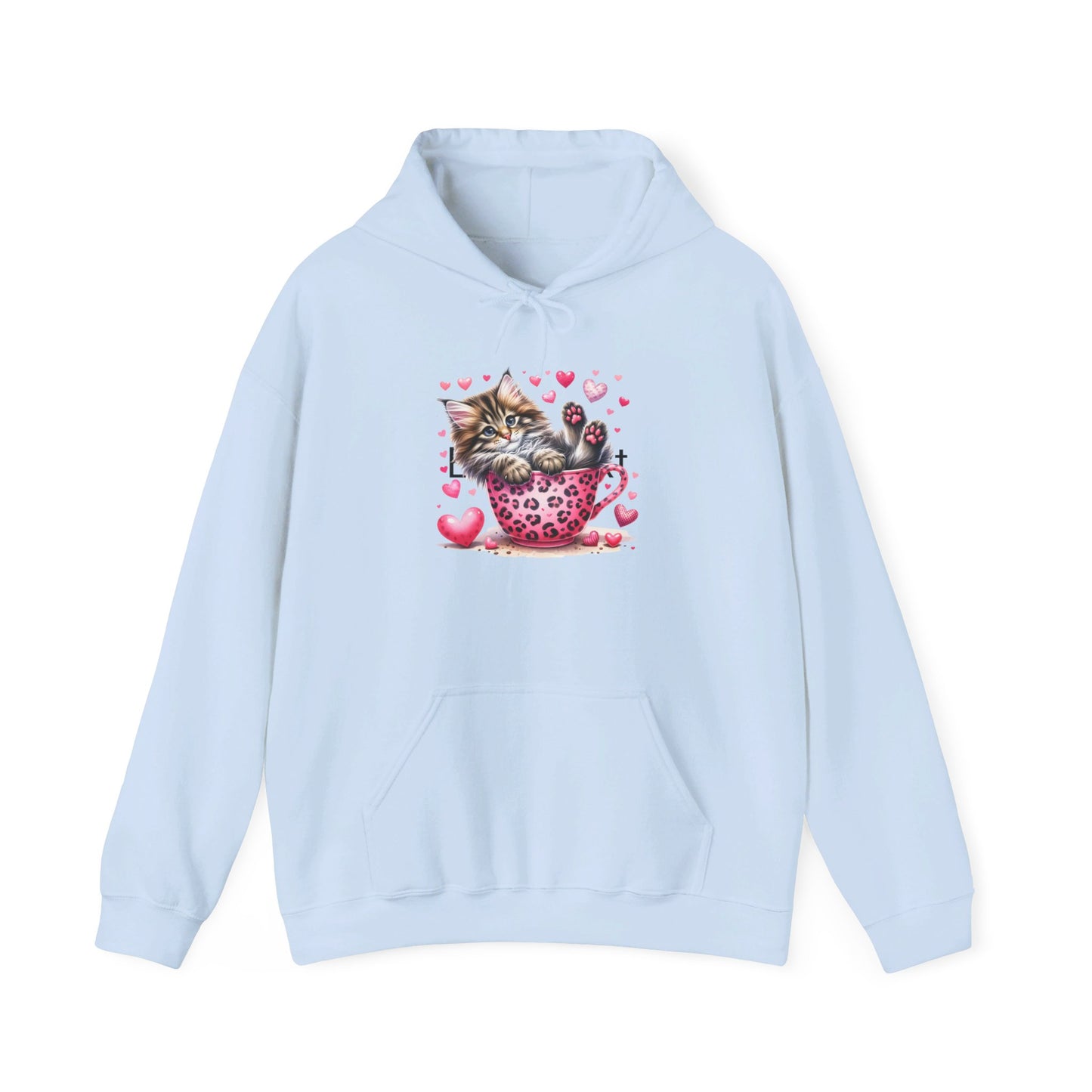 Howdy Valentine Gray Kitten Love Hooded Sweatshirt