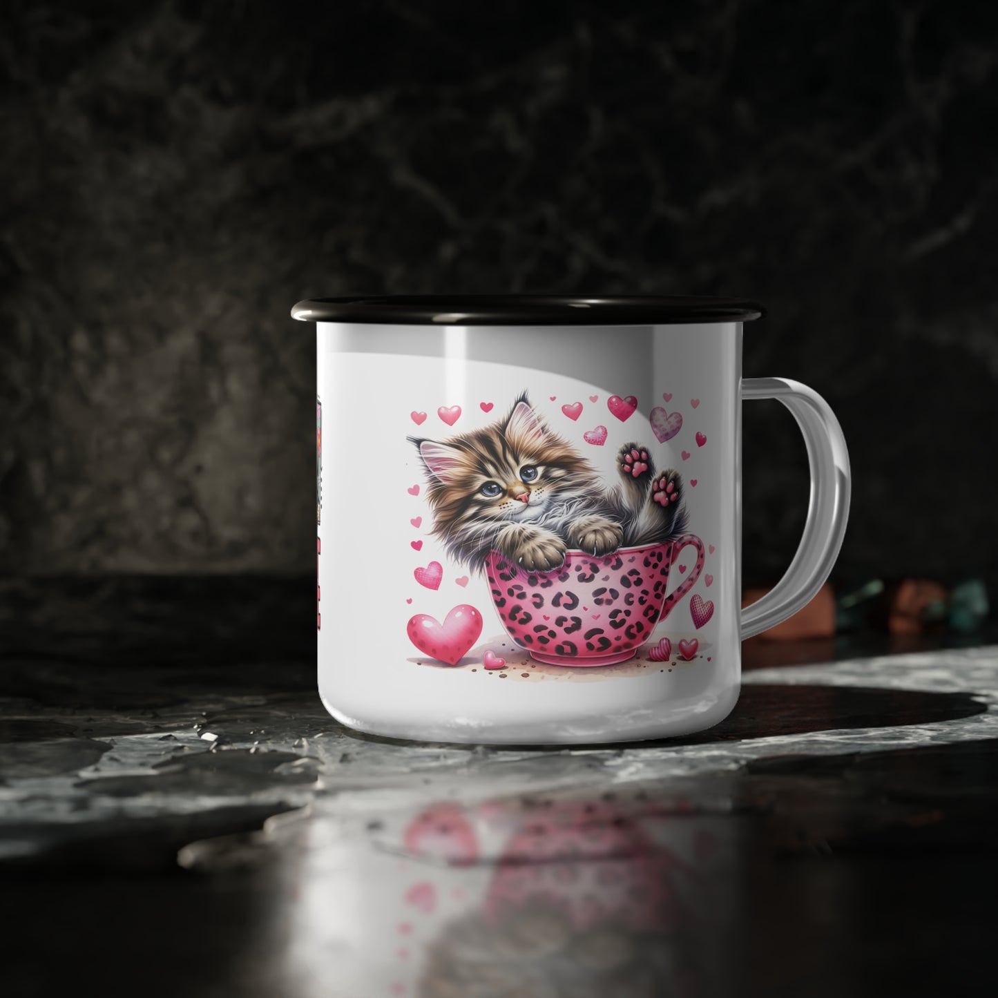 Howdy Valentine Kitten Love Enamel Camp Cup