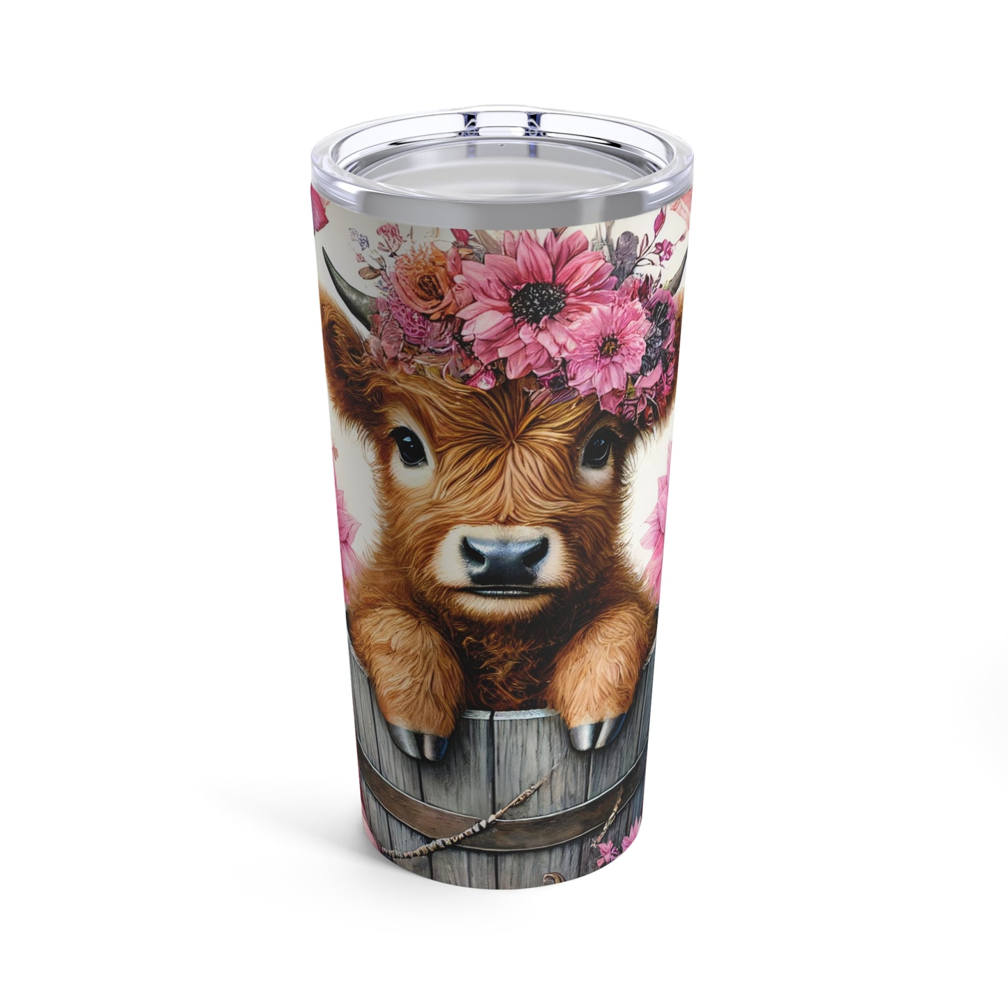 Pink Autumn Highland Cow Tumbler 20oz