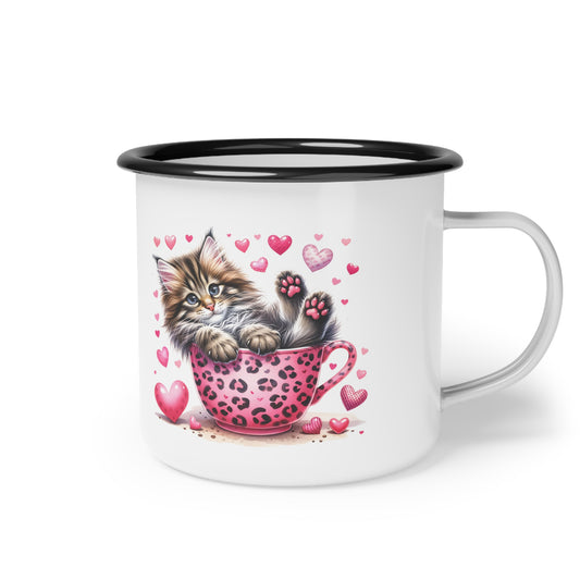 Howdy Valentine Kitten Love Enamel Camp Cup