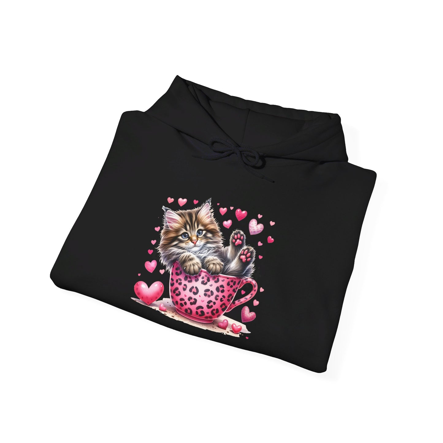 Howdy Valentine Gray Kitten Love Hooded Sweatshirt