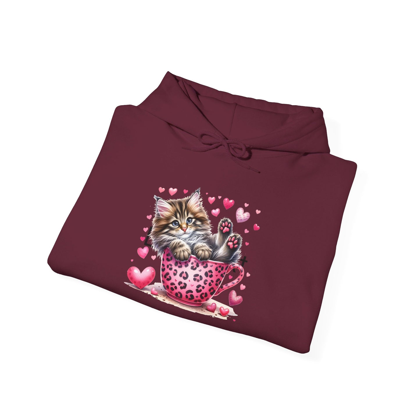 Howdy Valentine Gray Kitten Love Hooded Sweatshirt