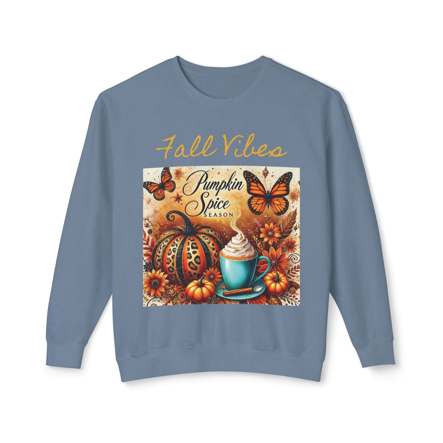 Fall Vibes Pumpkin Spice Season  Unisex Lightweight Crewneck Sweatshirt