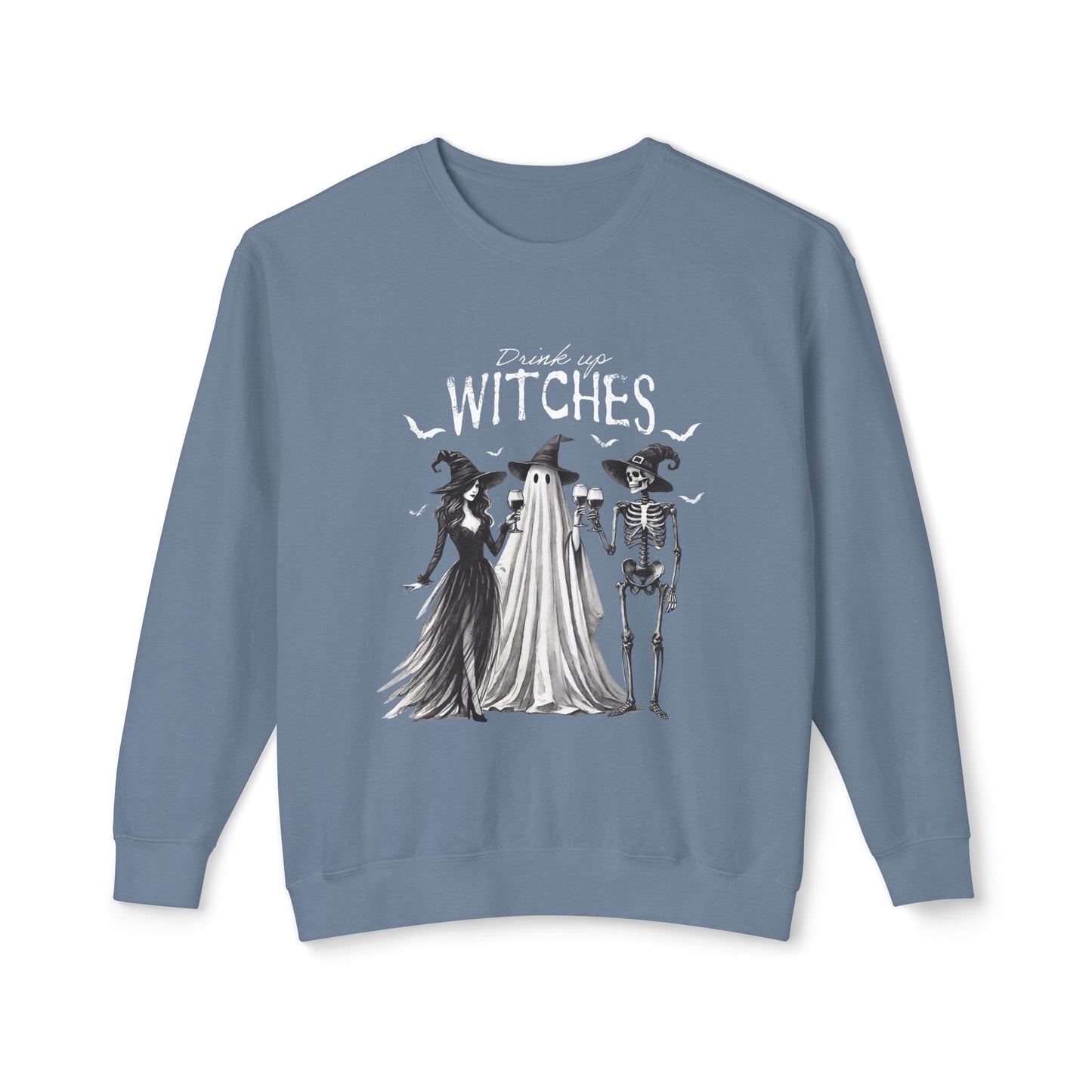 Drink Up Witches Halloween Spooky Season Lightweight Crewneck Sweatshirt