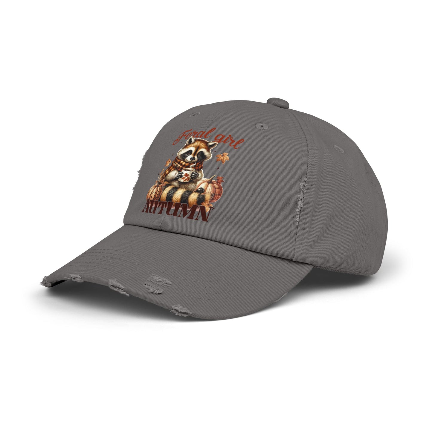 Feral Girl Autumn Racoon Distressed Cap