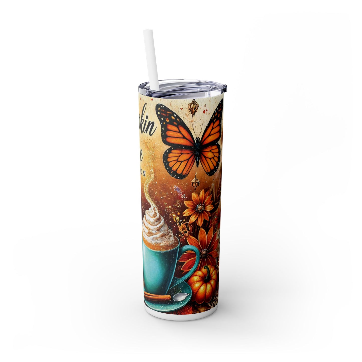 Pumpkin Spice Season Skinny Tumbler with Straw, 20oz