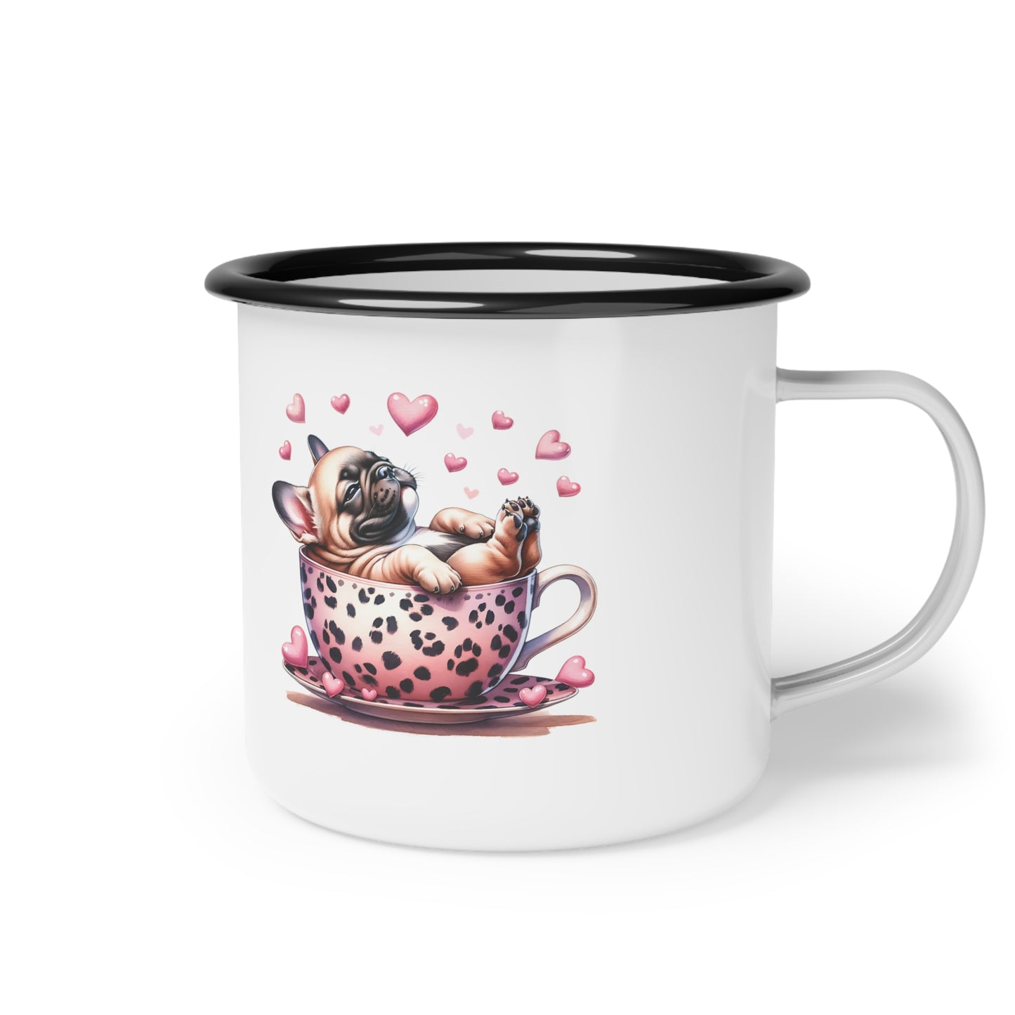 Howdy Valentine French Bulldog Puppy Love Enamel Camp Cup