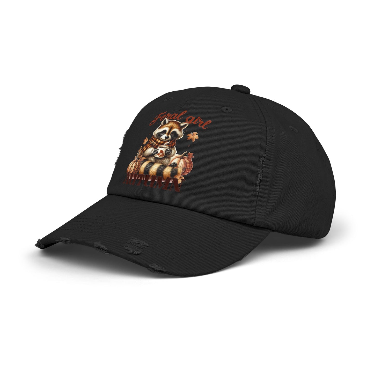 Feral Girl Autumn Racoon Distressed Cap