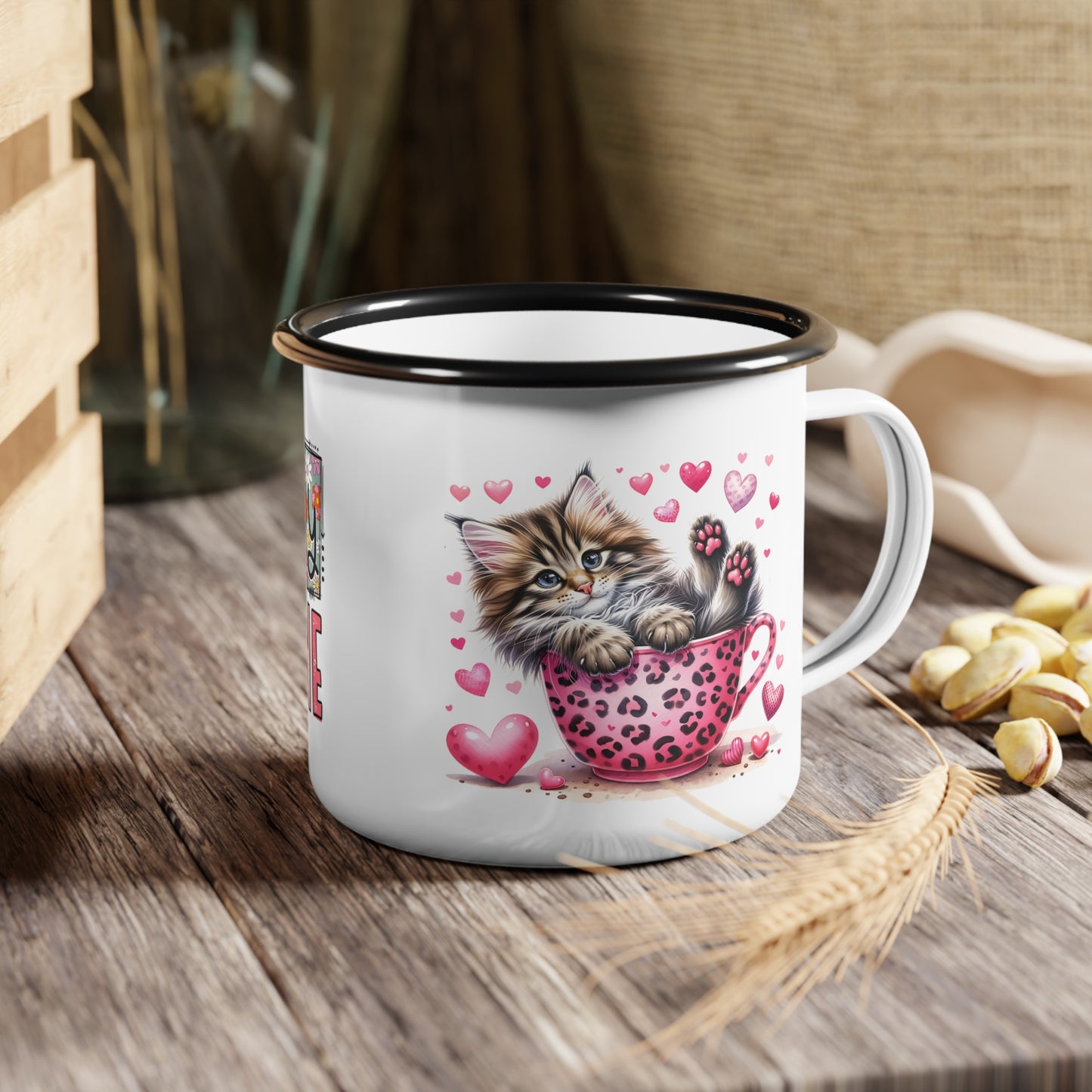 Howdy Valentine Kitten Love Enamel Camp Cup