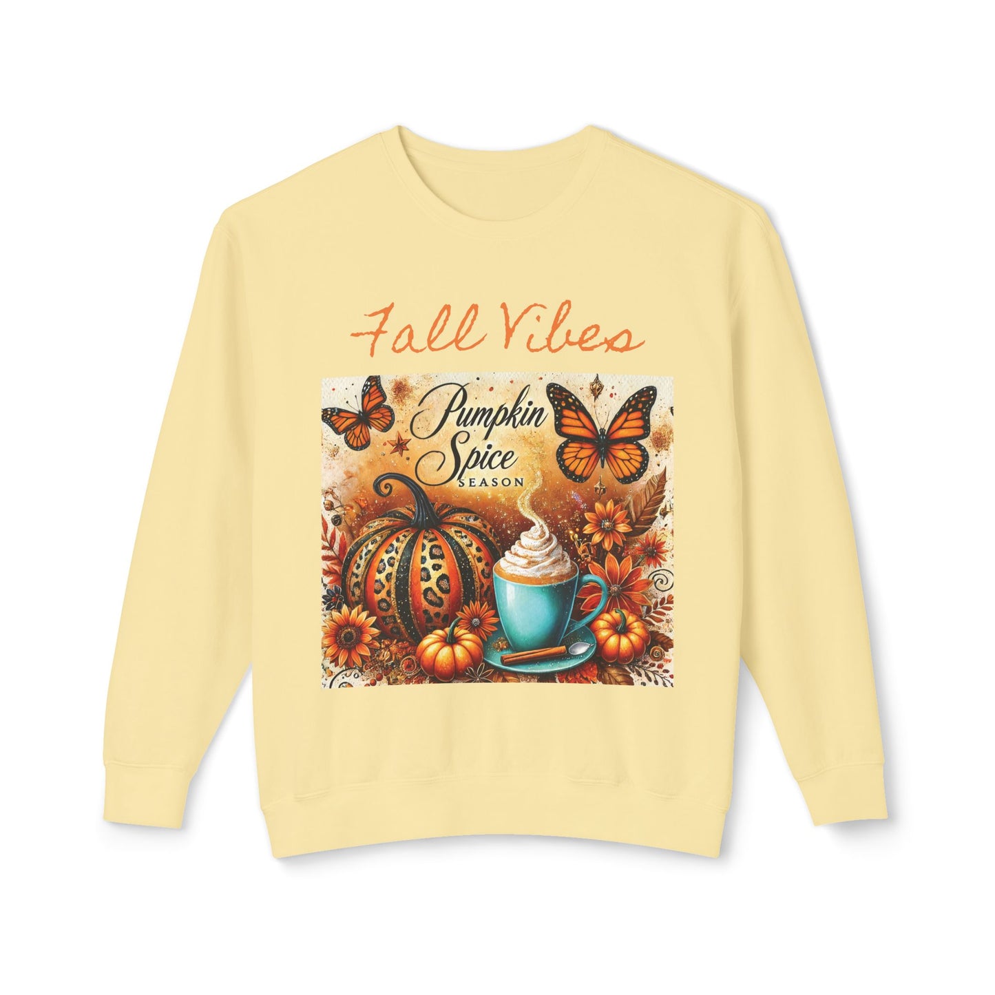 Fall Vibes Pumpkin Spice Season  Unisex Lightweight Crewneck Sweatshirt