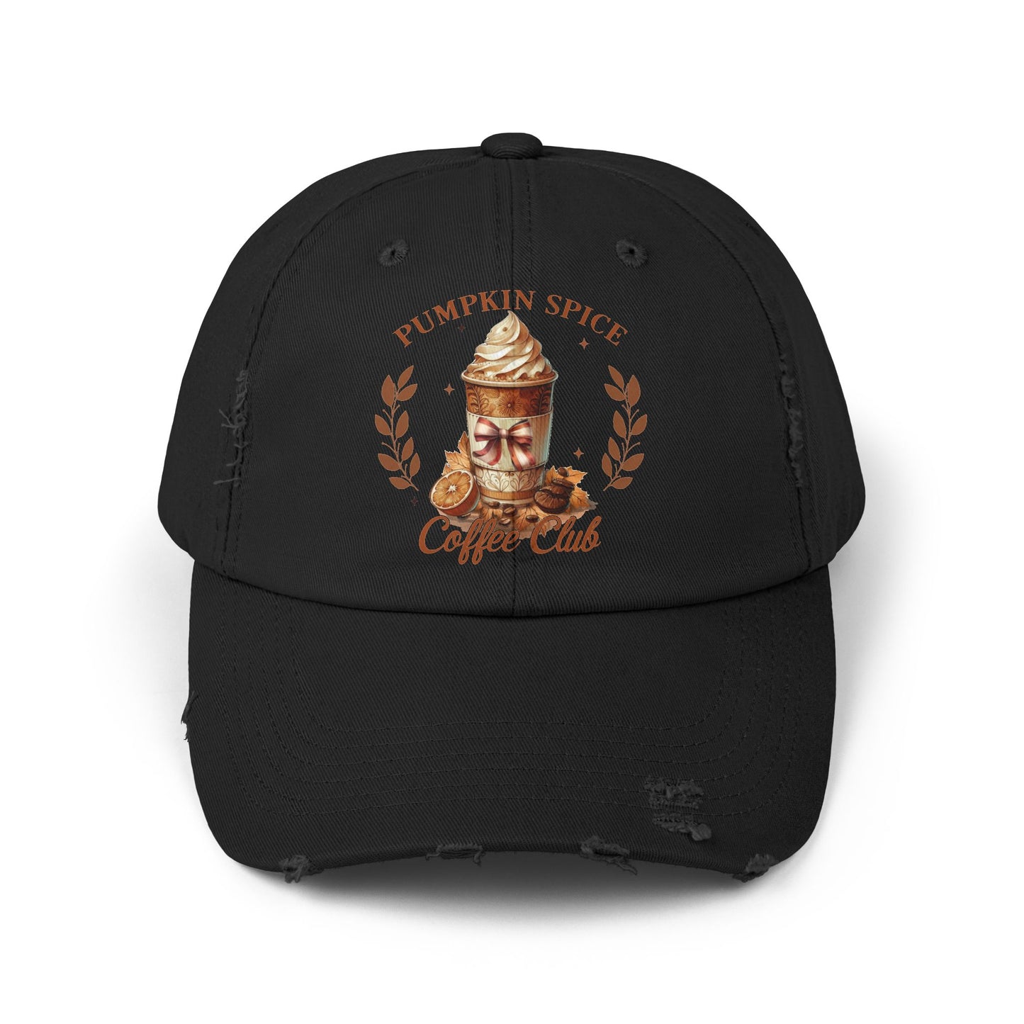 Pumpkin Spice Autumn Fall Unisex Distressed Cap