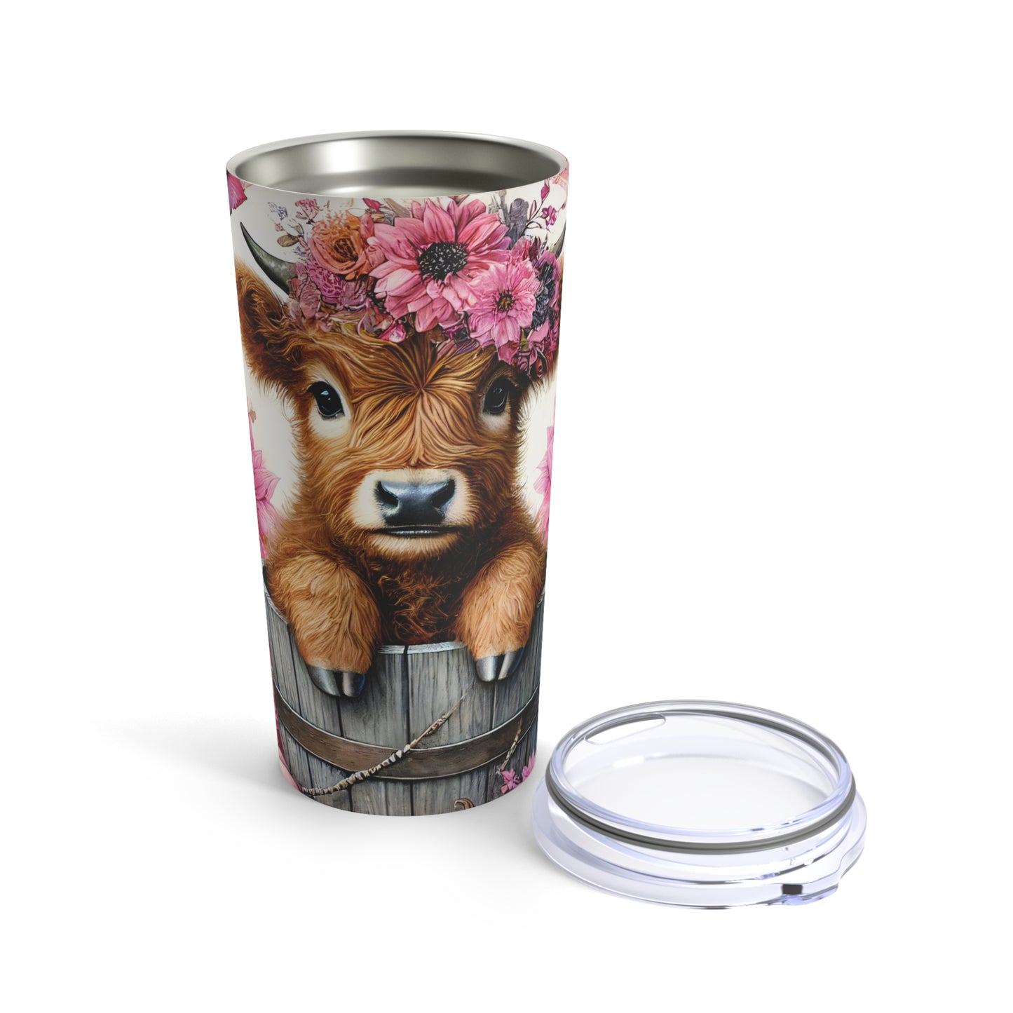 Pink Autumn Highland Cow Tumbler 20oz