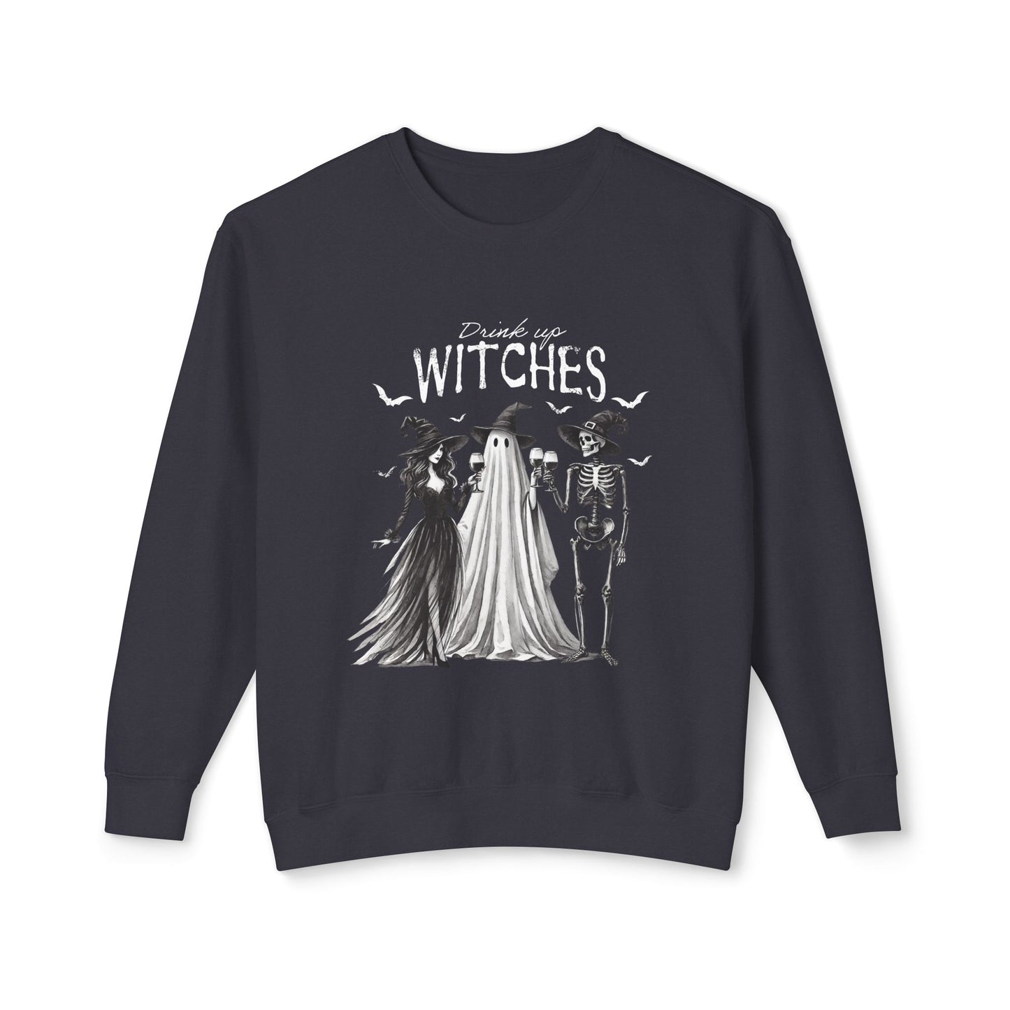 Drink Up Witches Halloween Spooky Season Lightweight Crewneck Sweatshirt