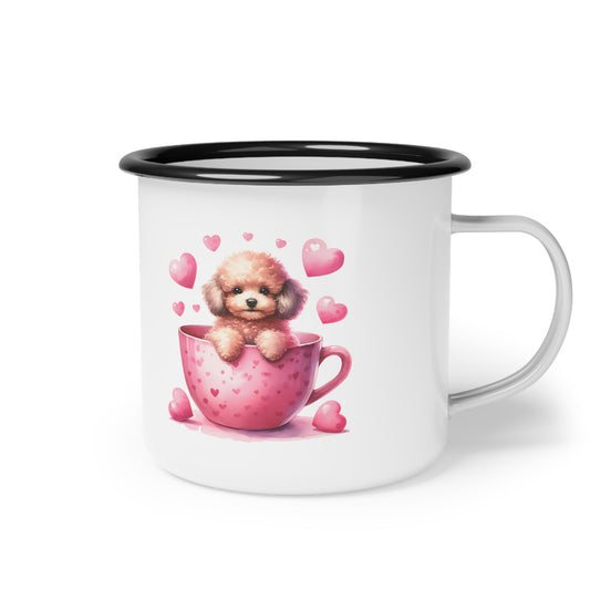 Howdy Valentine Poodle Puppy Love Enamel Camp Cup