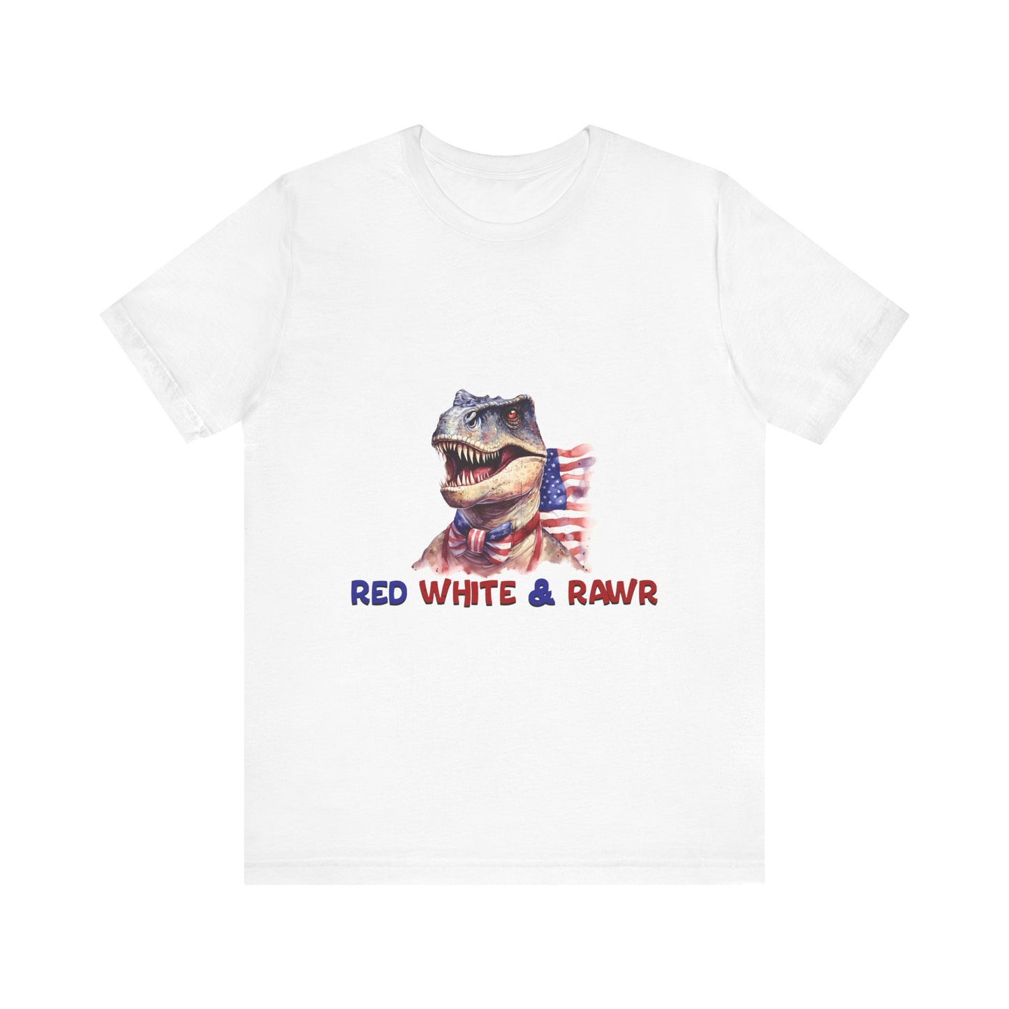 Dinosaur Red White and Rawr Streetwear Unisex Short Sleeve Tee