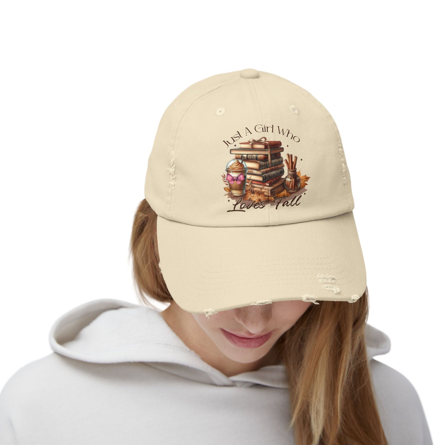 Just A Girl Who Loves Fall Distressed Cap