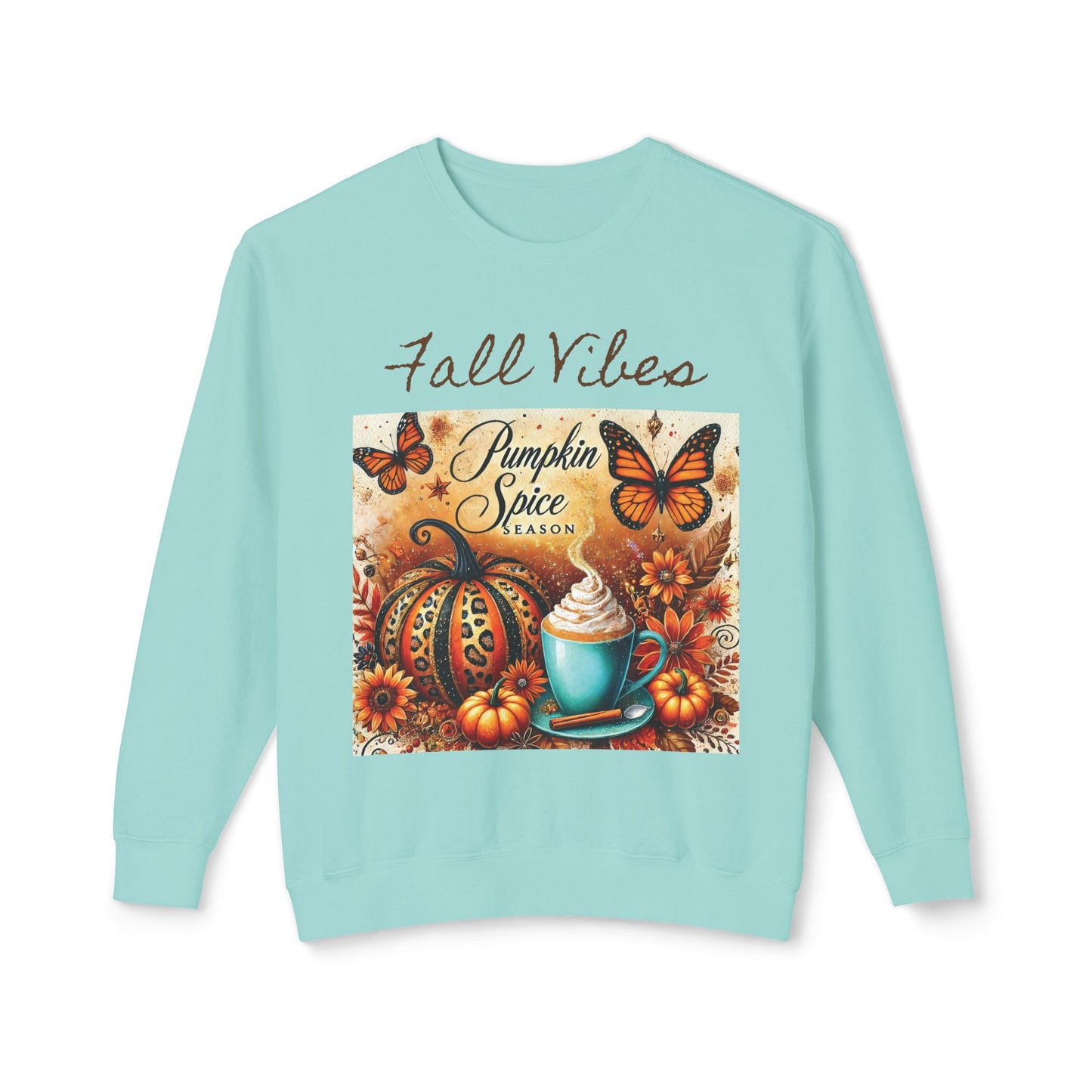 Fall Vibes Pumpkin Spice Season  Unisex Lightweight Crewneck Sweatshirt